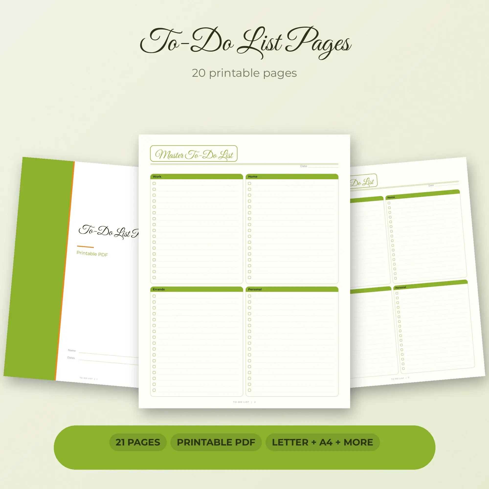 Printable To-Do List Pages, Lime, Productivity Planner preview