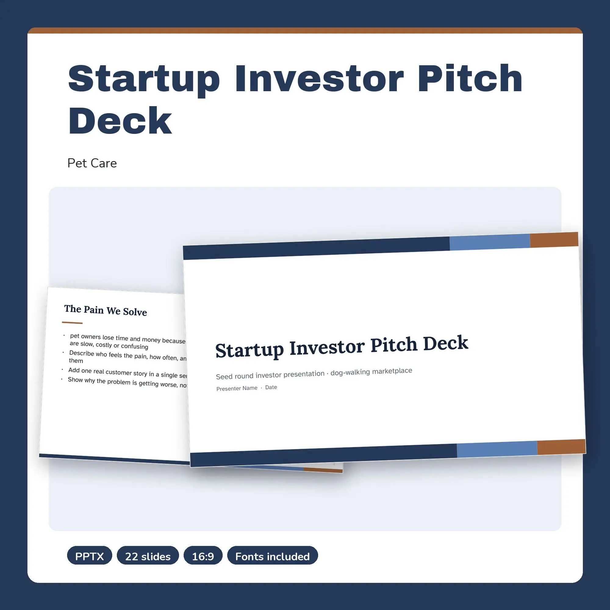 Startup Investor Pitch Deck, Pet Care (PPTX) preview