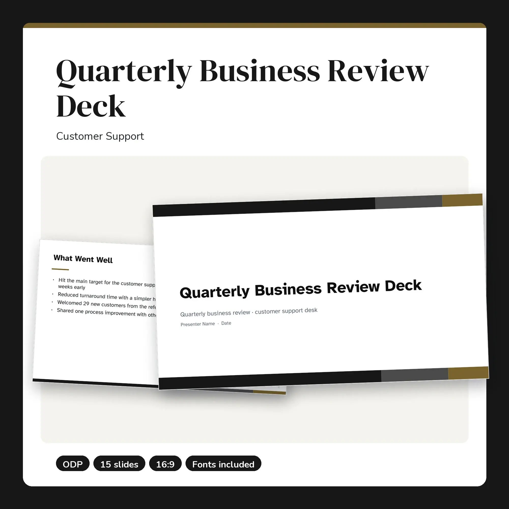 Quarterly Business Review Deck, Customer Support (ODP) preview