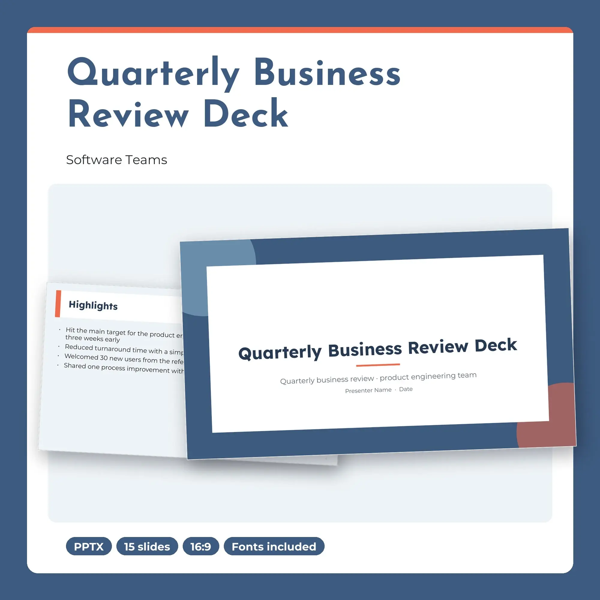 Quarterly Business Review Deck, Software Teams (PPTX + POTX) preview