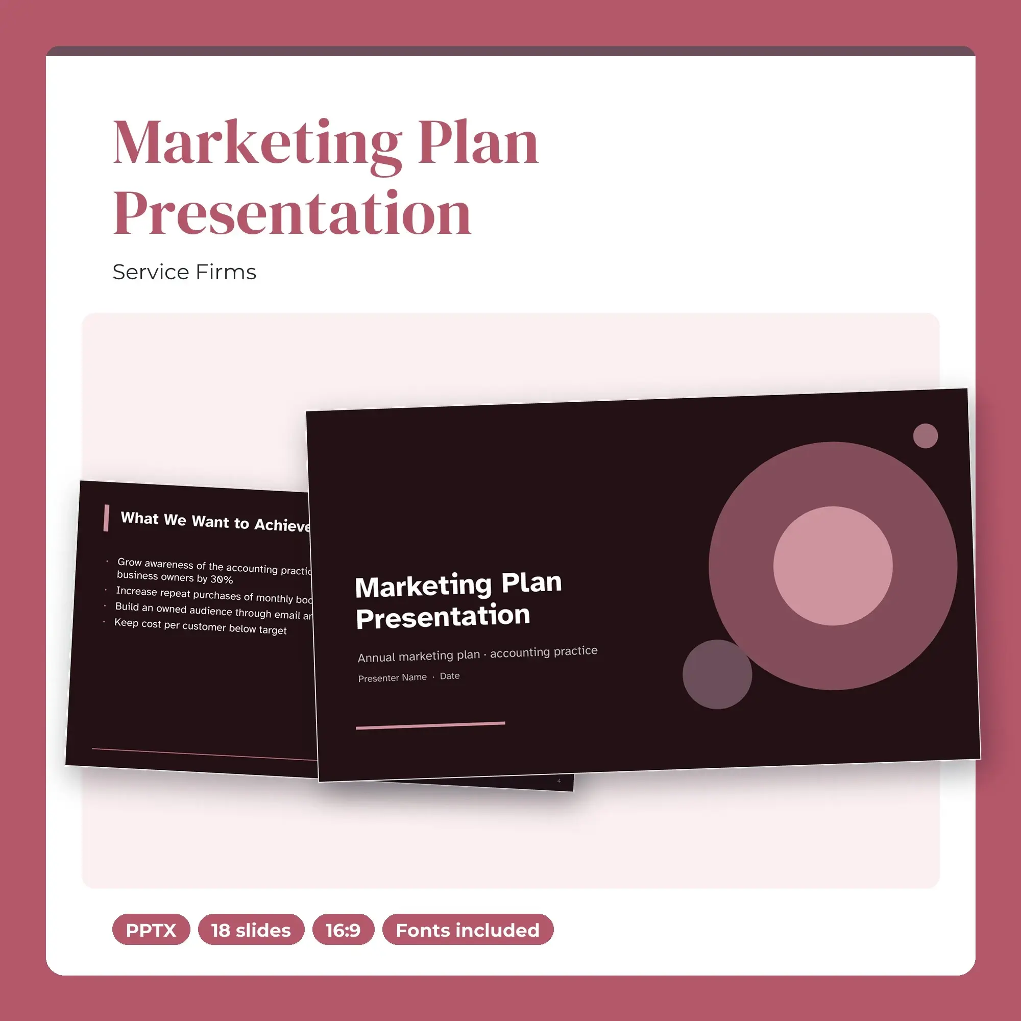 Marketing Plan Presentation, Service Firms (PPTX) preview