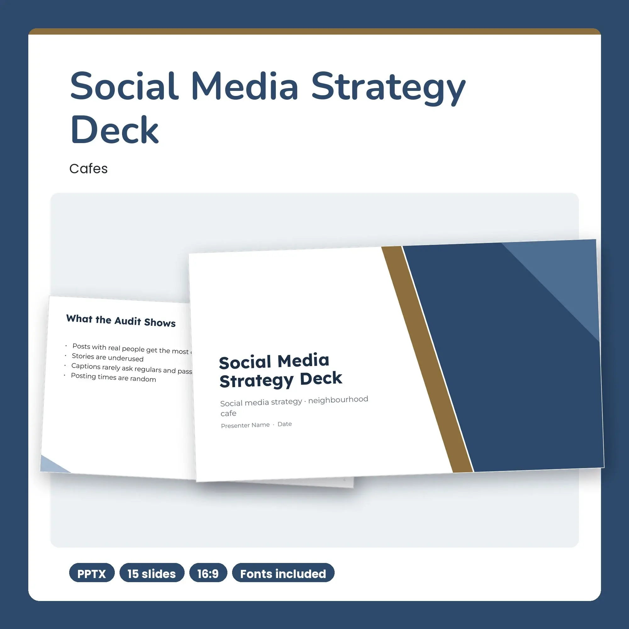 Social Media Strategy Deck, Cafes (PPTX + POTX) preview