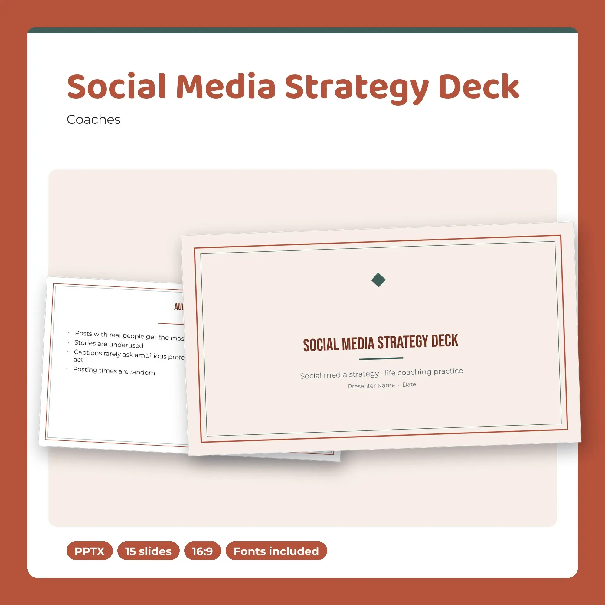 Social Media Strategy Deck, Coaches (PPTX) preview