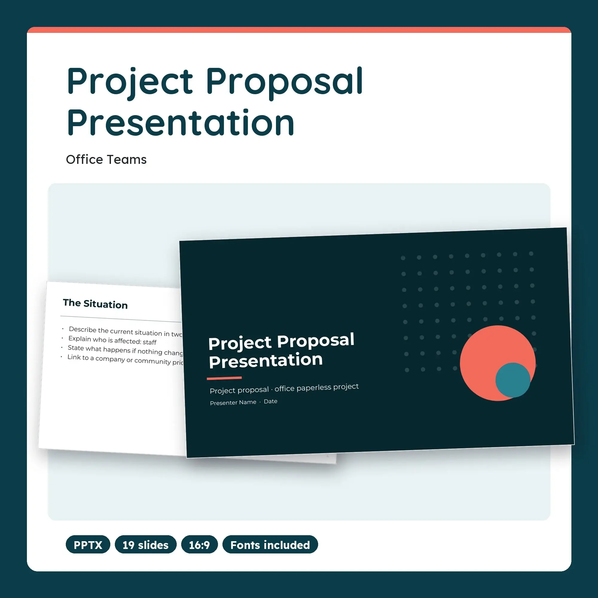 Project Proposal Presentation, Office Teams (PPTX + POTX) preview
