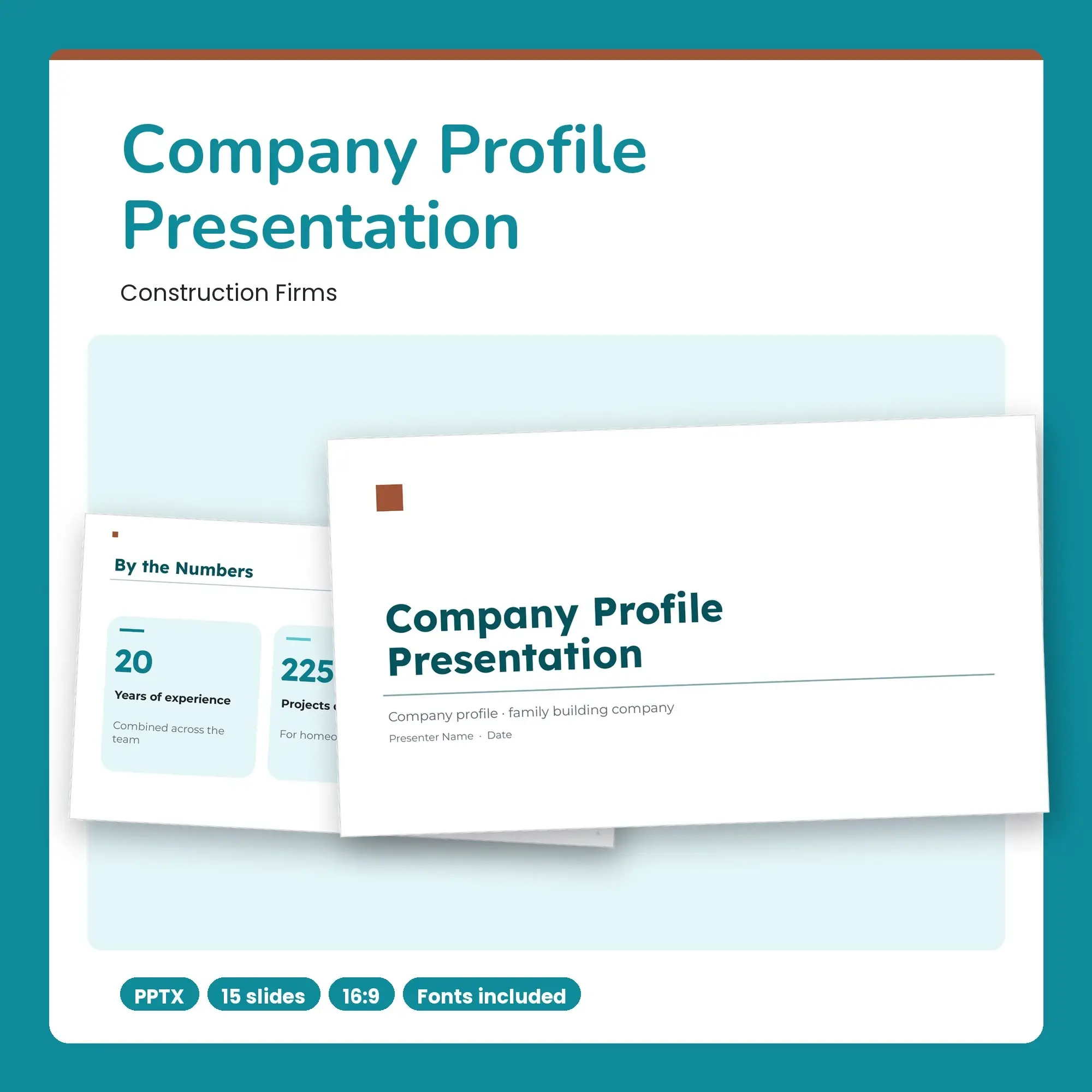 Company Profile Presentation, Construction Firms (PPTX) preview