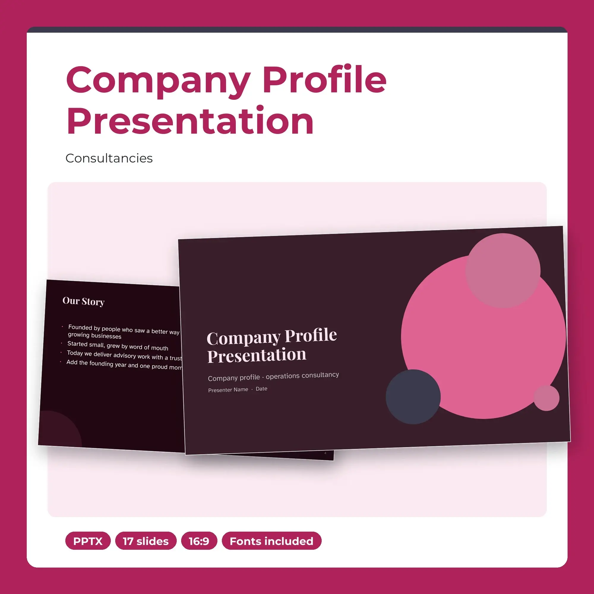 Company Profile Presentation, Consultancies (PPTX + POTX) preview
