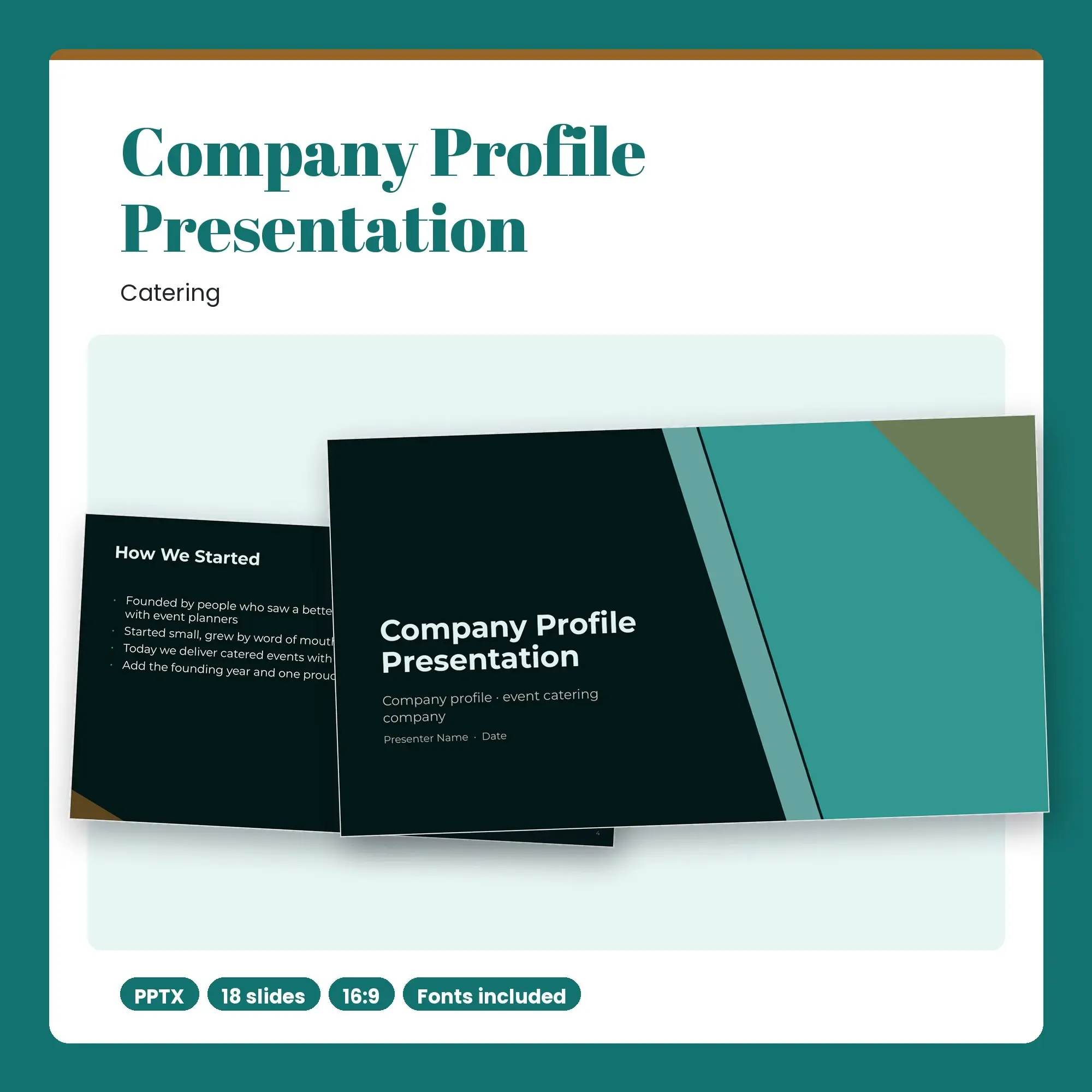 Company Profile Presentation, Catering (PPTX) preview
