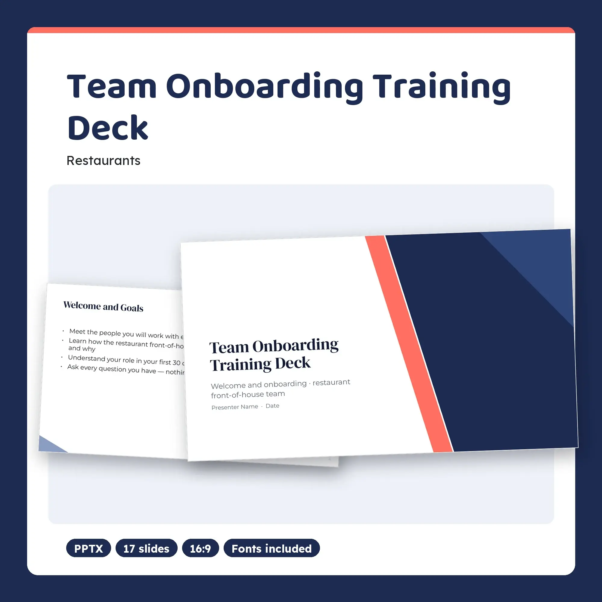 Team Onboarding Training Deck, Restaurants (PPTX) preview