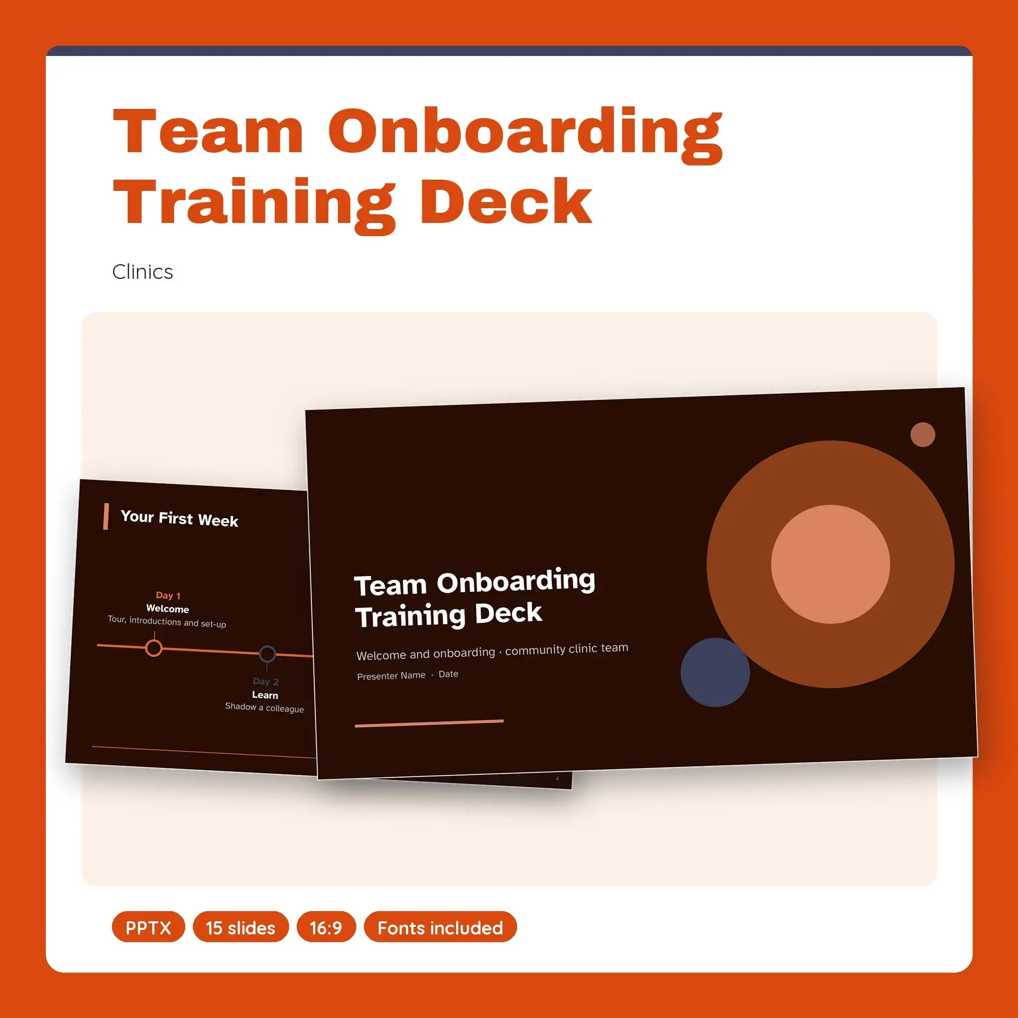 Team Onboarding Training Deck, Clinics (PPTX) preview