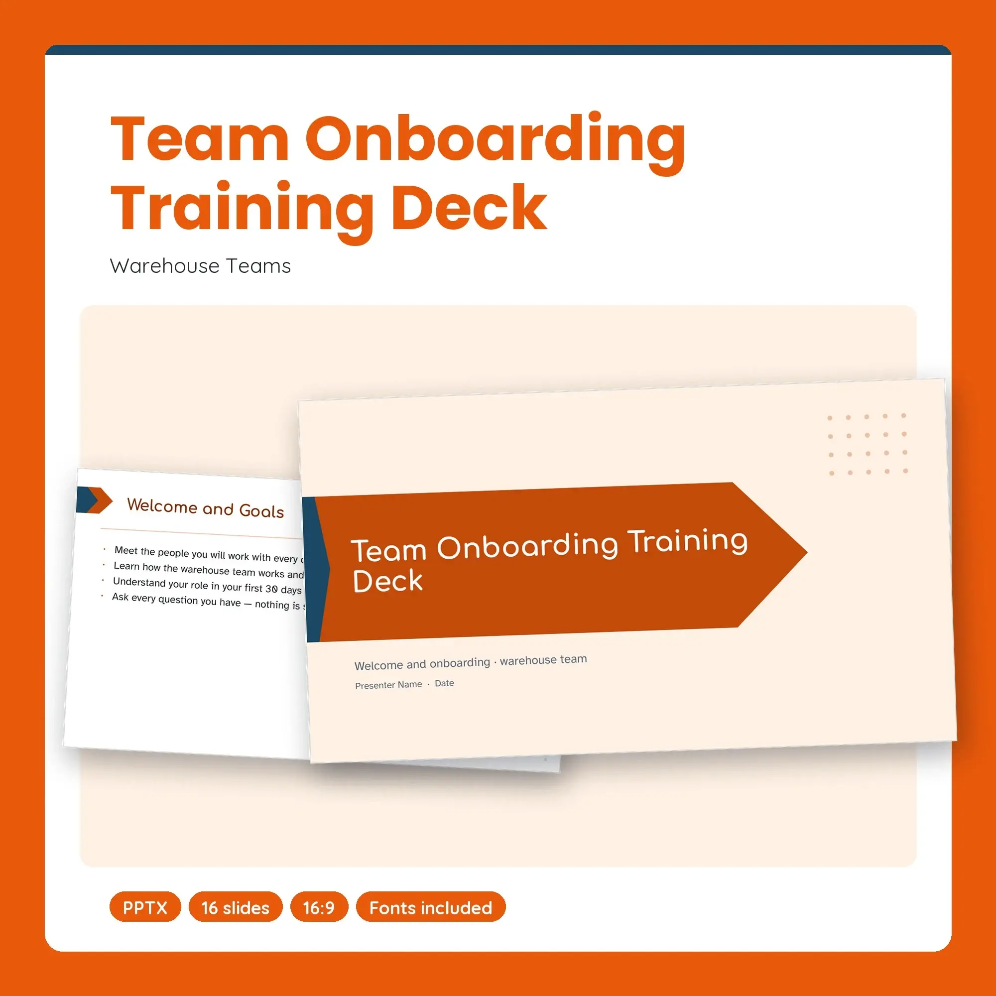 Team Onboarding Training Deck, Warehouse Teams (PPTX + POTX) preview