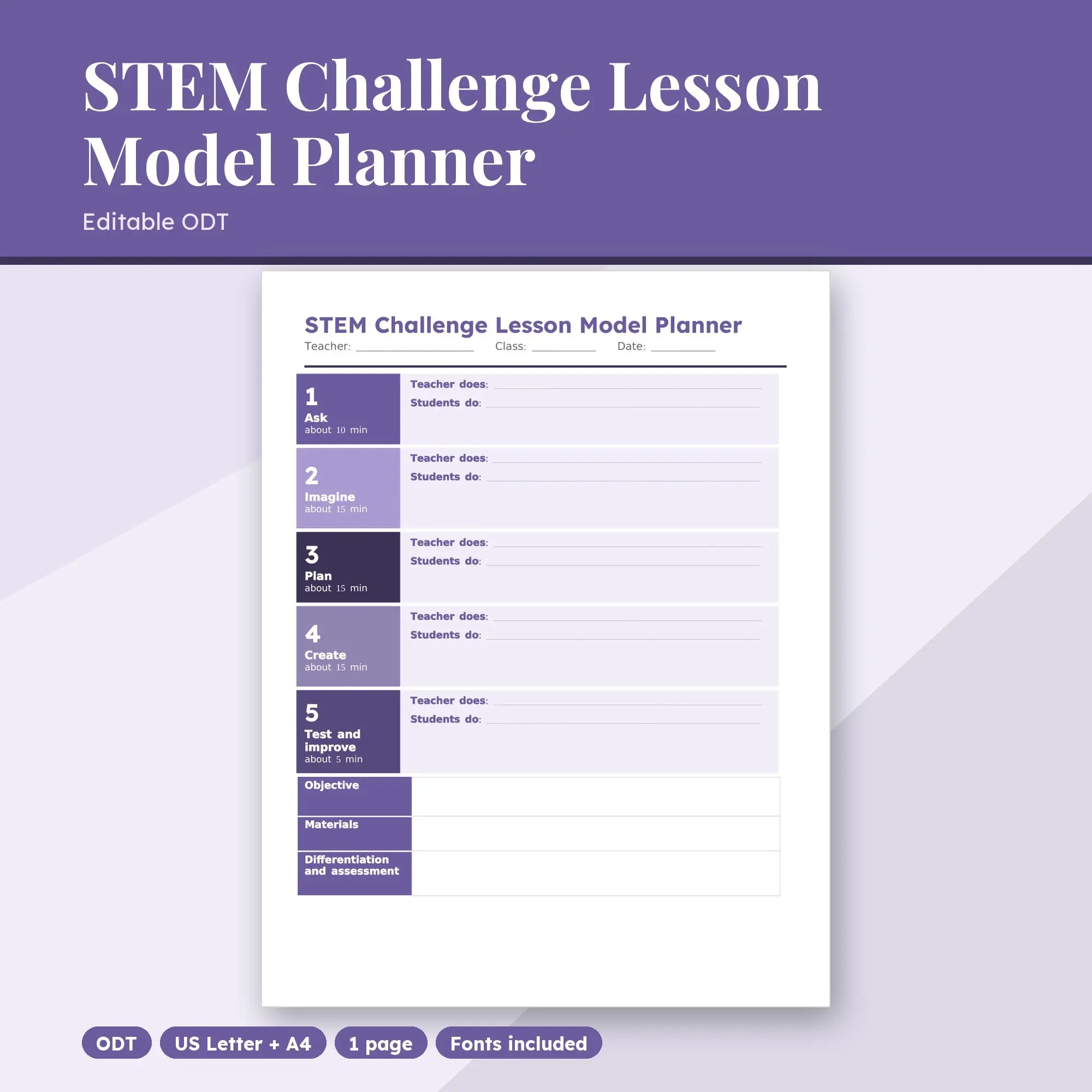 STEM Challenge Lesson Model Planner Template (ODT) preview