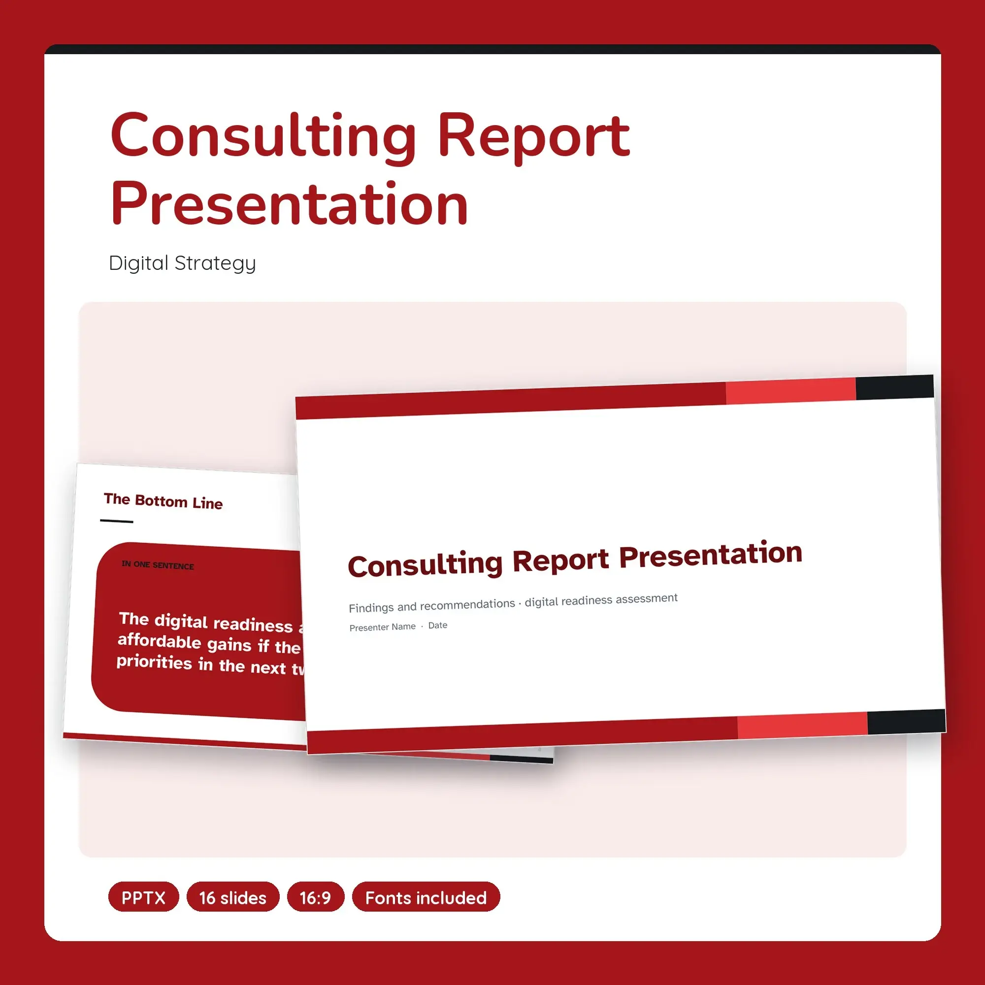 Consulting Report Presentation, Digital Strategy (PPTX + POTX) preview