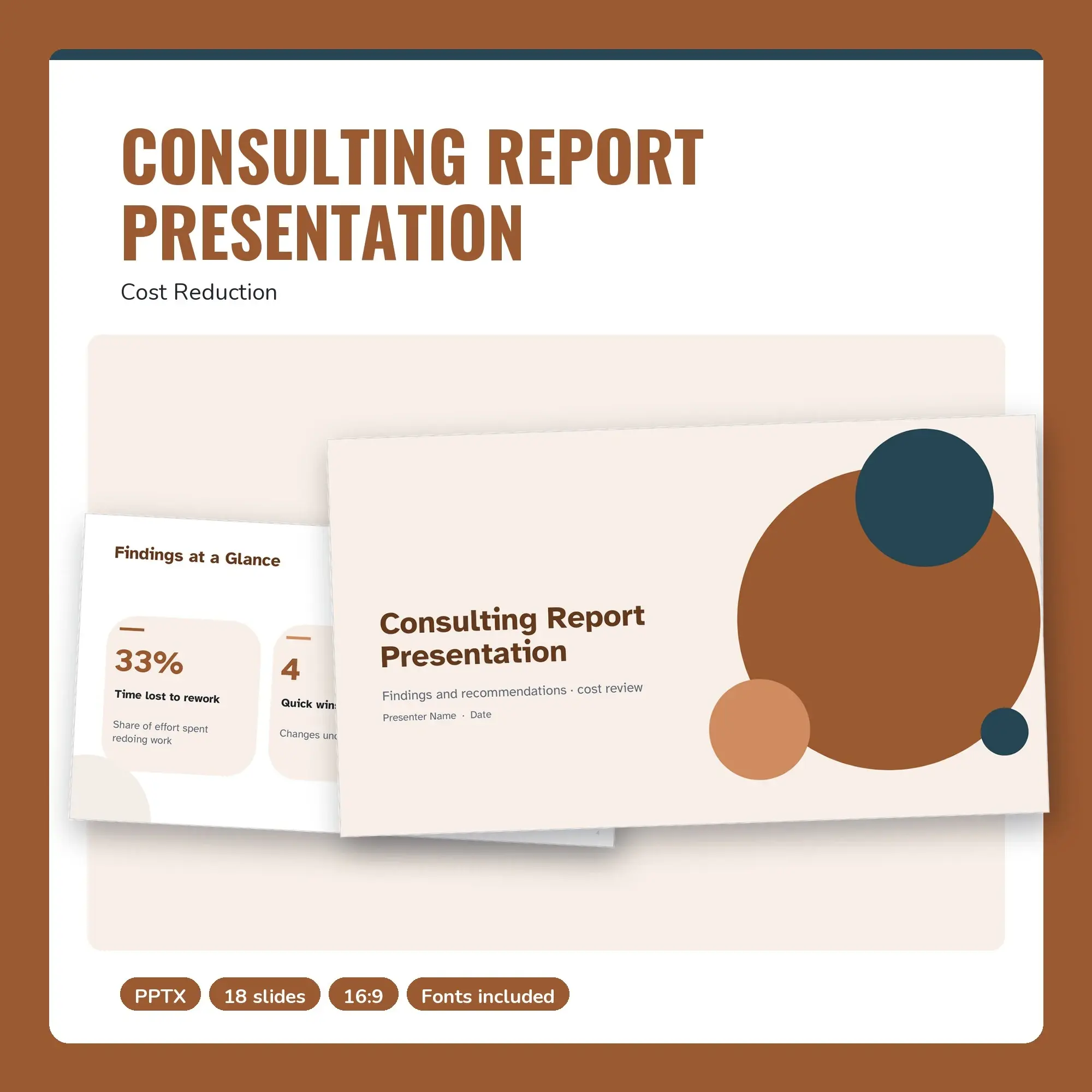 Consulting Report Presentation, Cost Reduction (PPTX) preview