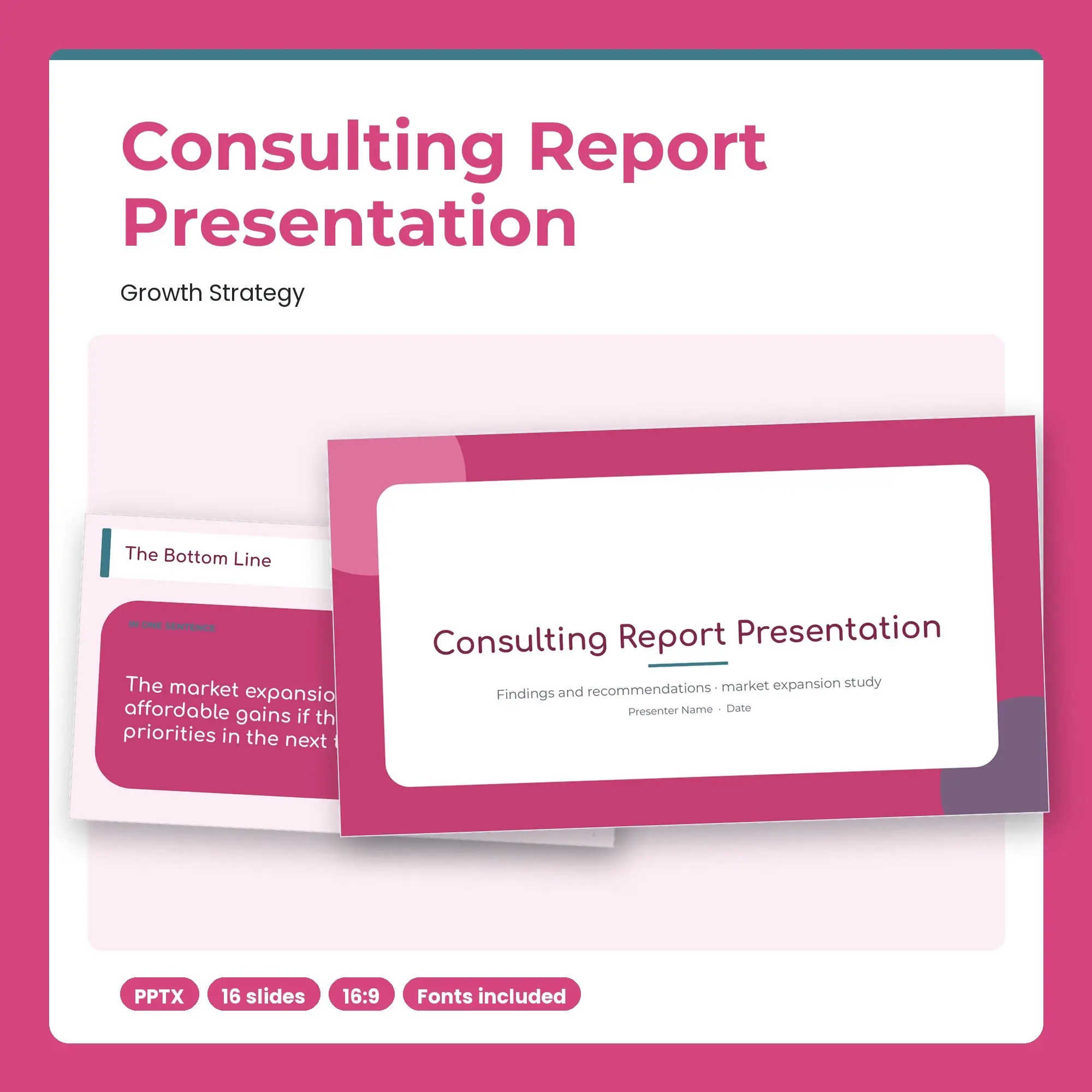 Consulting Report Presentation, Growth Strategy (PPTX) preview