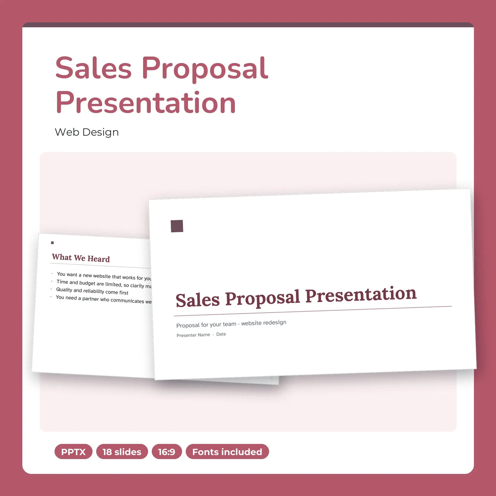 Sales Proposal Presentation, Web Design (PPTX + POTX) preview