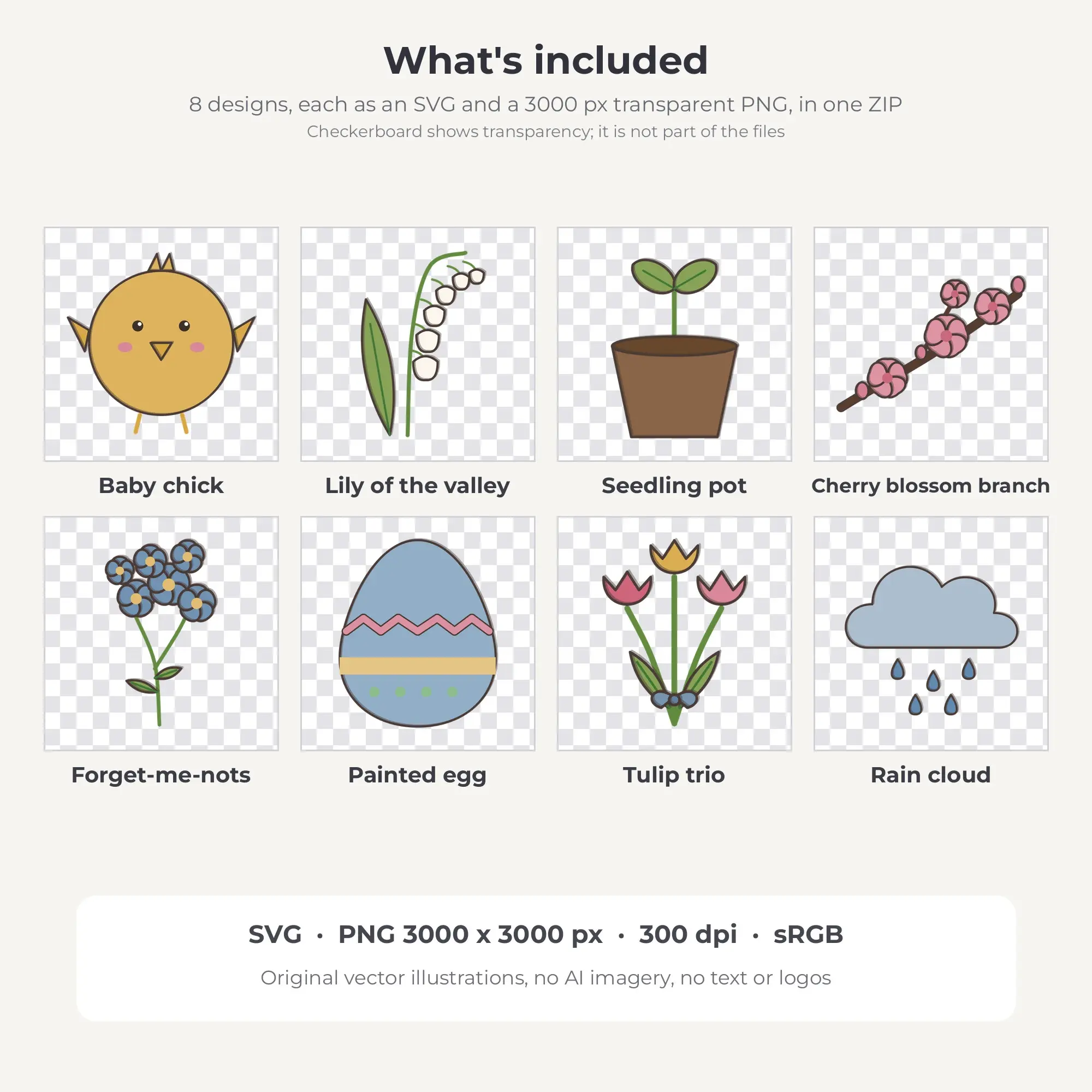 Spring Garden SVG Clipart Pack, Doodle Line Style - 8 Designs, preview 2 of 2