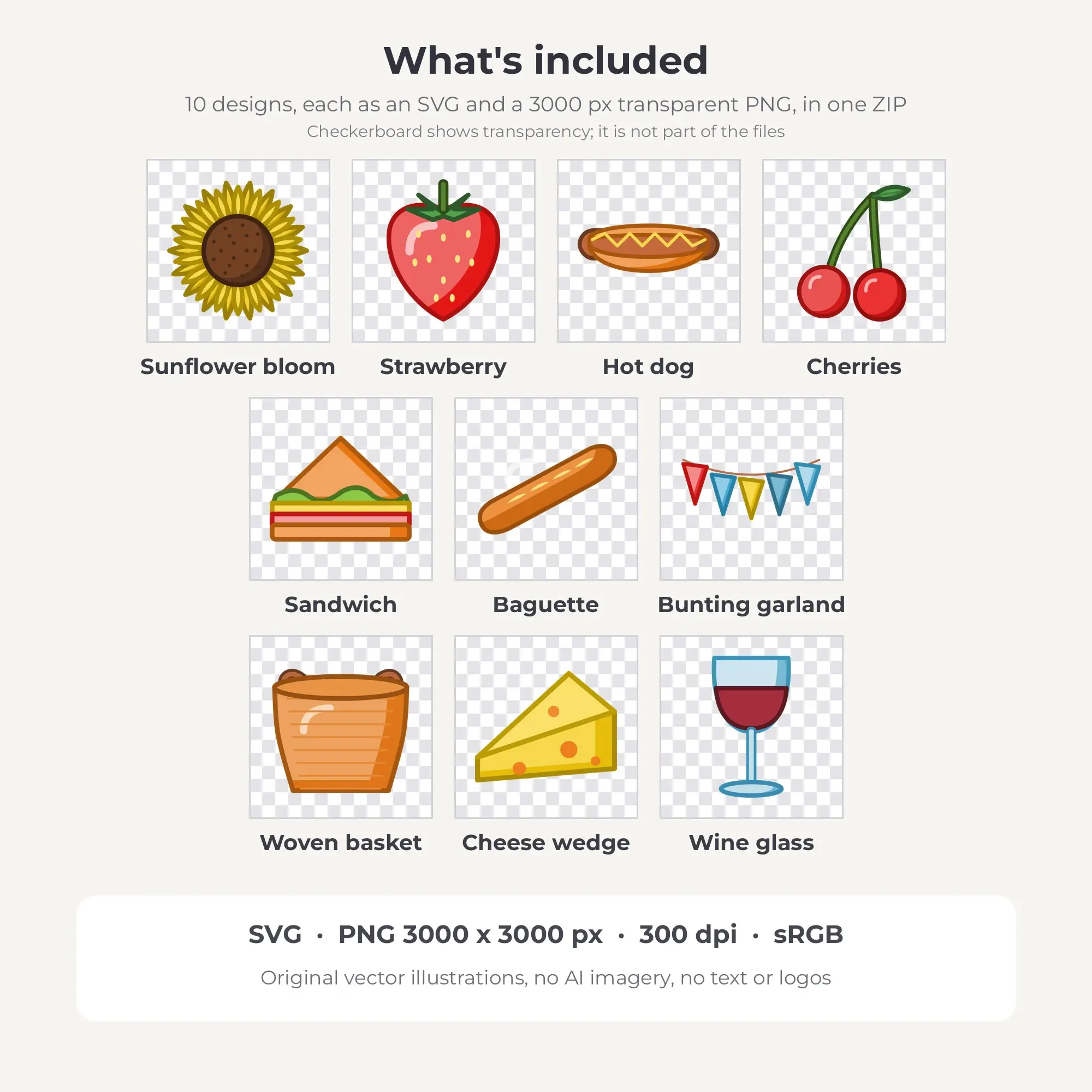 Citrus Grove Summer Picnic Clip Art Set - 10 Vector SVG PNG, preview 2 of 2