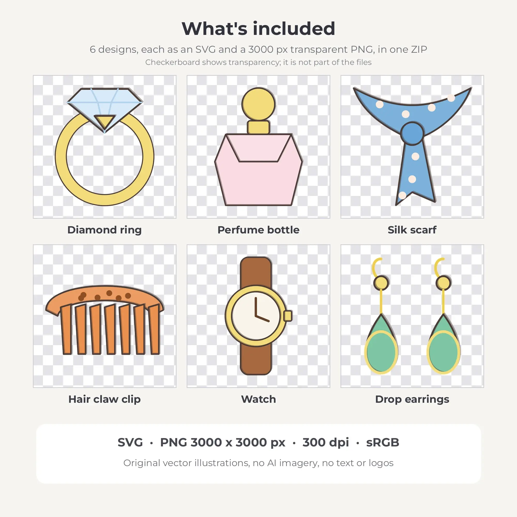 Fashion Accessories SVG Clipart Pack, Doodle Line Style - 6 Designs, preview 2 of 2