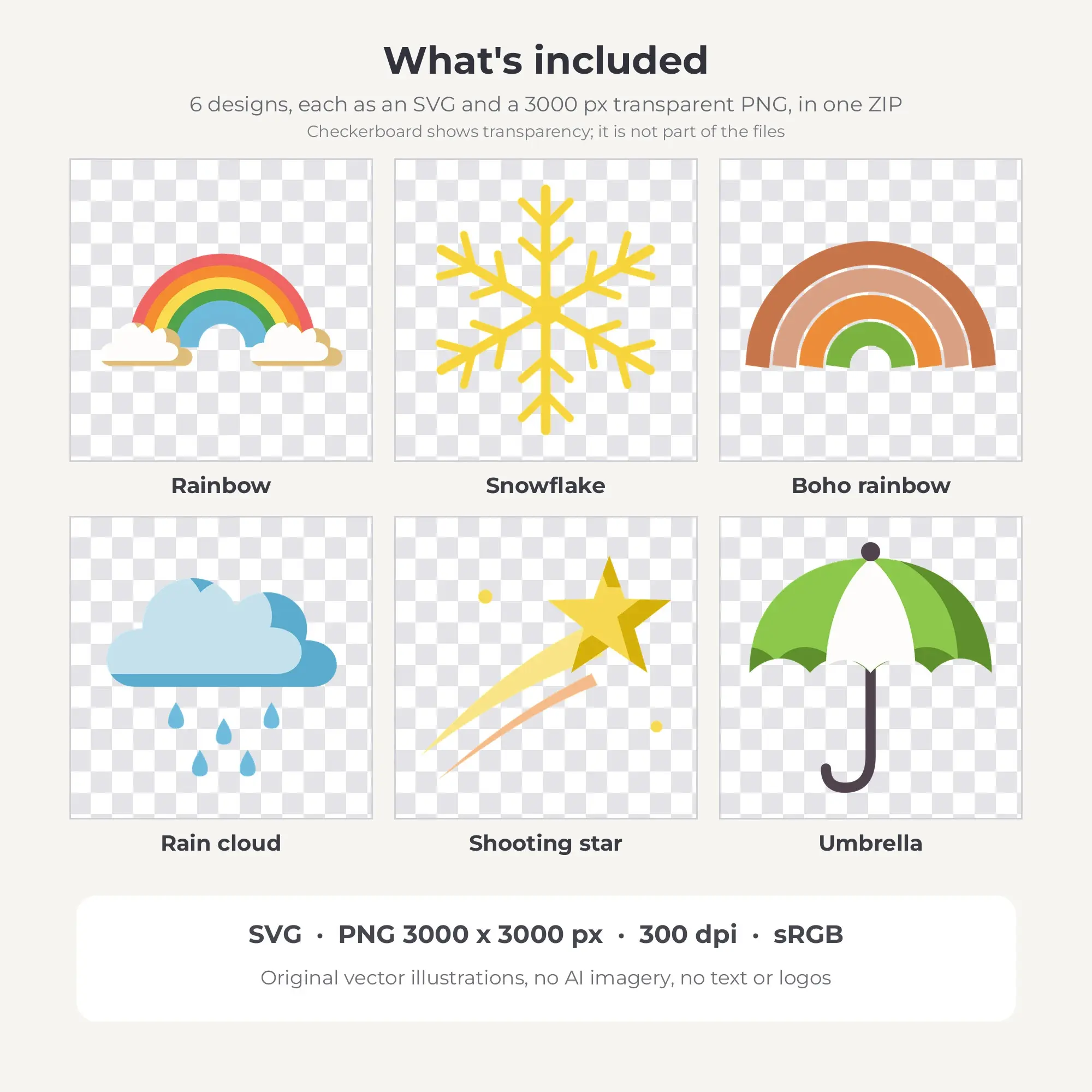 Citrus Grove Flat Color Rainy Day & Weather Clipart - 6 Vector Files, preview 2 of 2