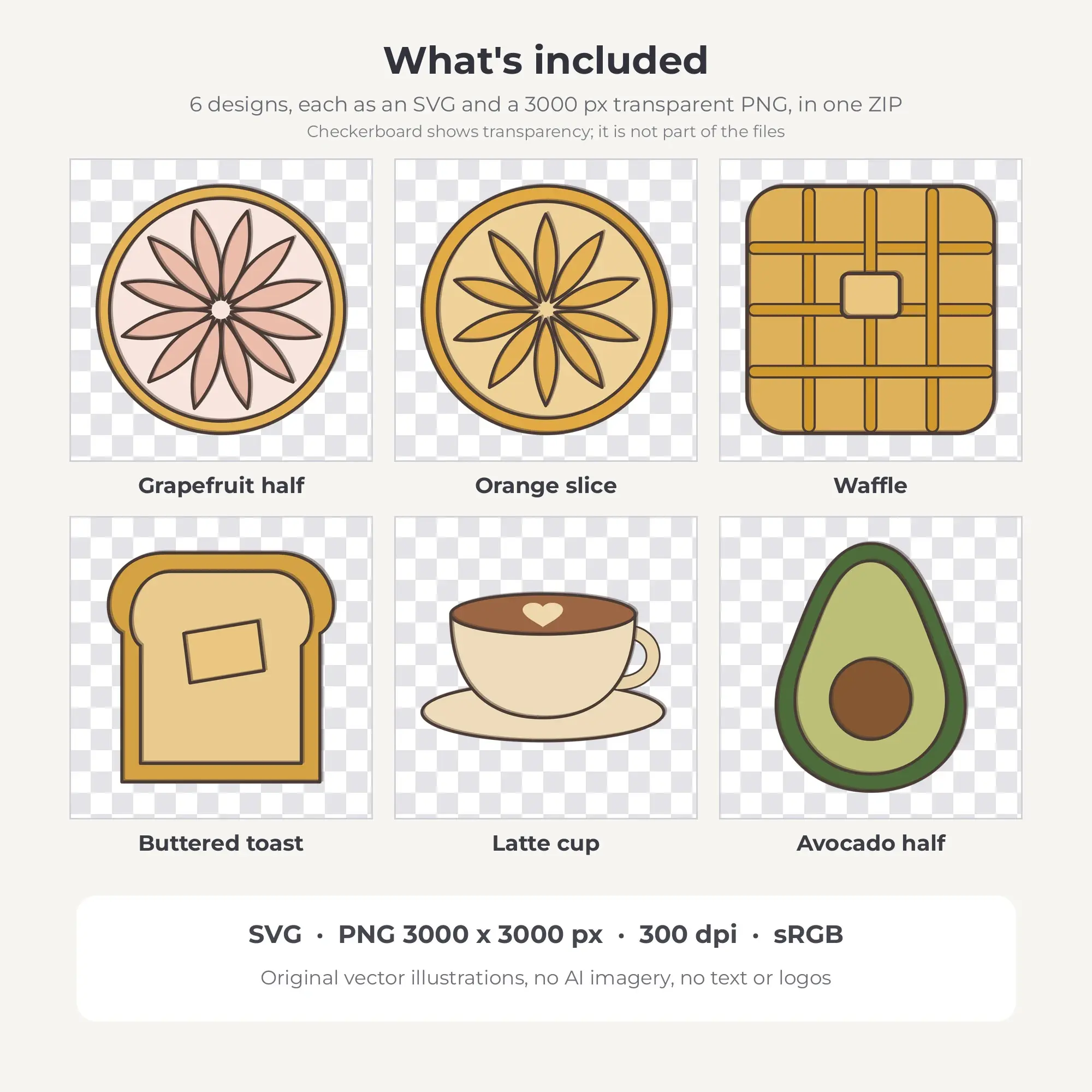 Brunch & Breakfast Clipart, Boho Terracotta Doodle Line - 6 SVG PNG, preview 2 of 2