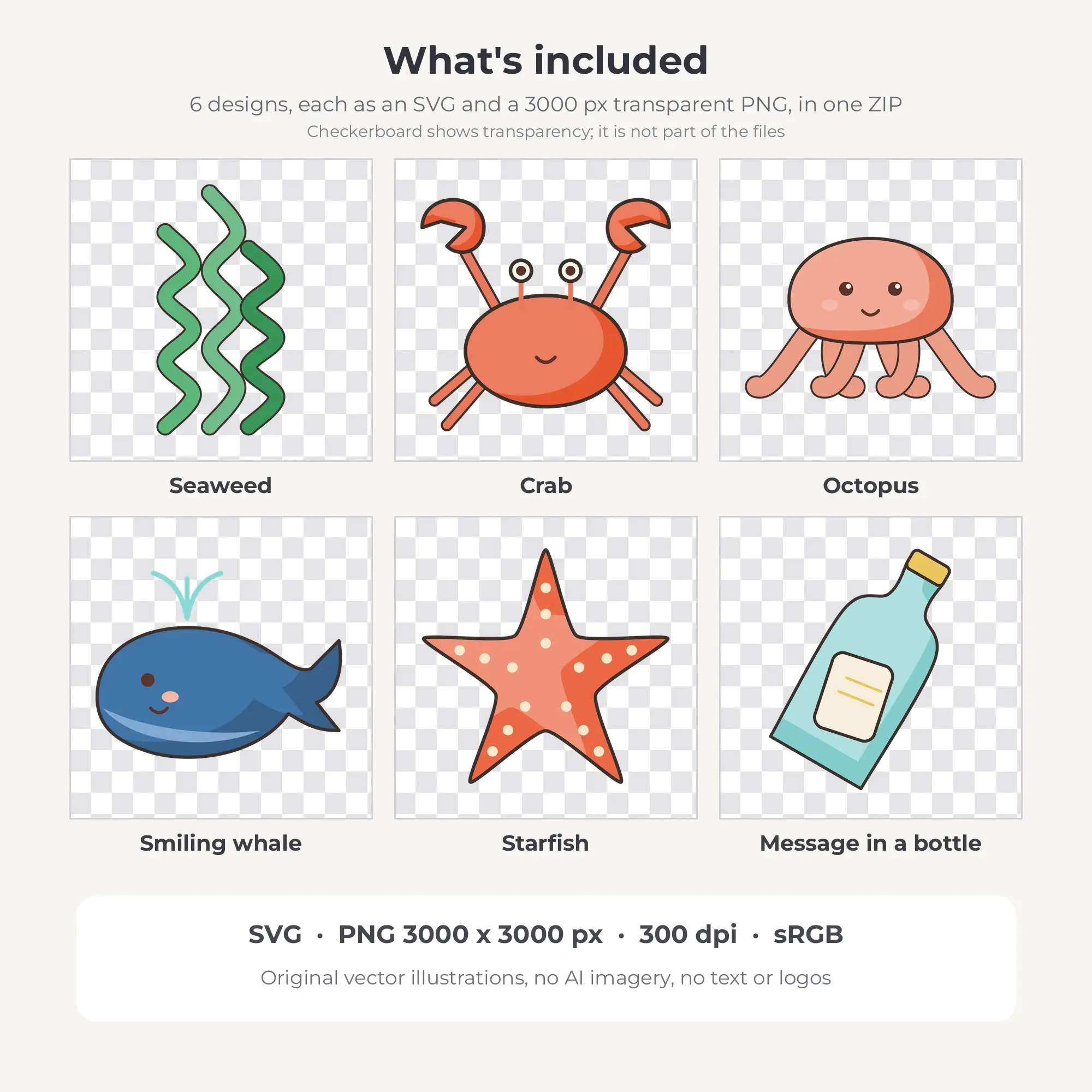 Fine Ink Under the Sea Clipart Bundle, Seaside - 6 PNG SVG, preview 2 of 2