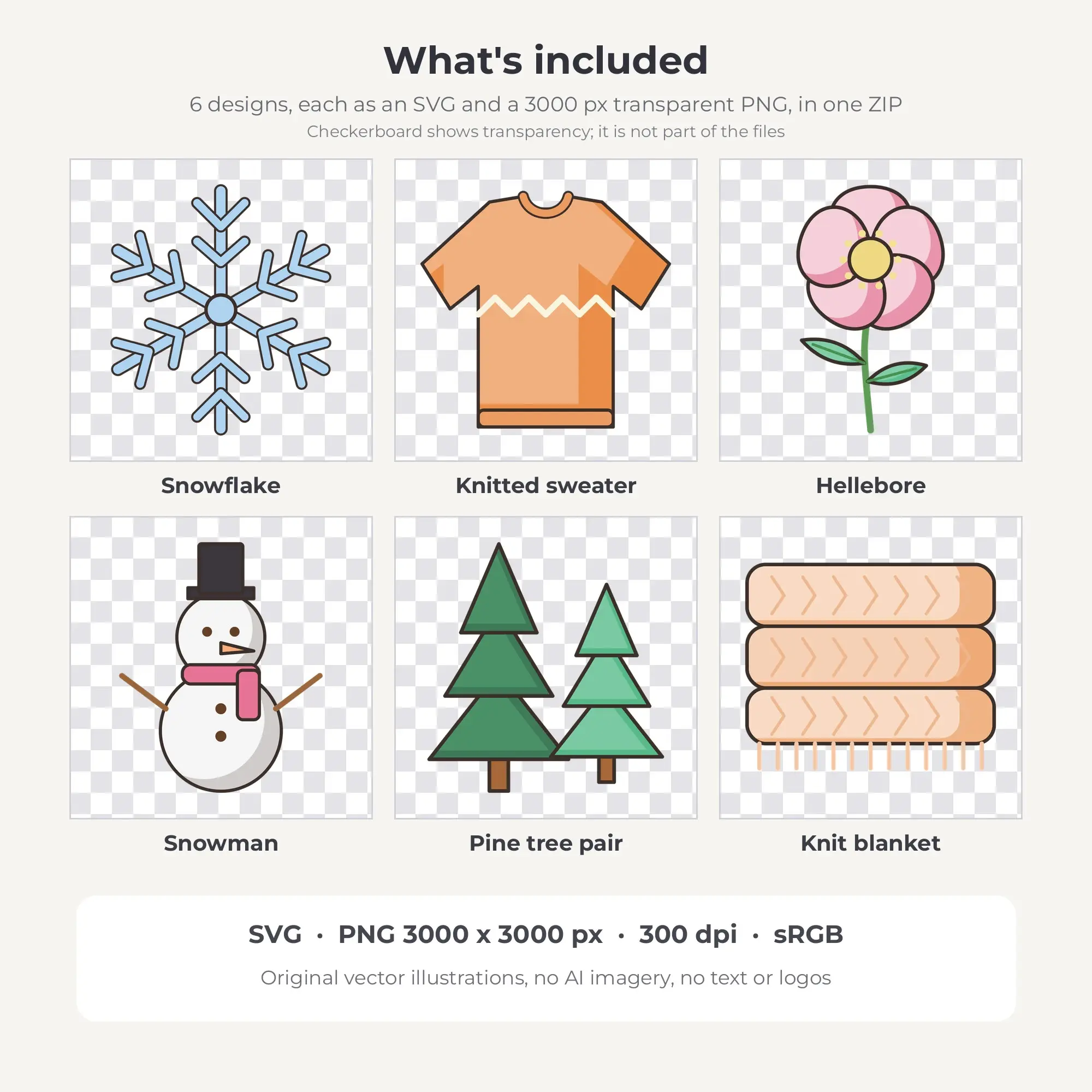 6 Fine Ink Cozy Winter Clipart Illustrations, SVG PNG, preview 2 of 2