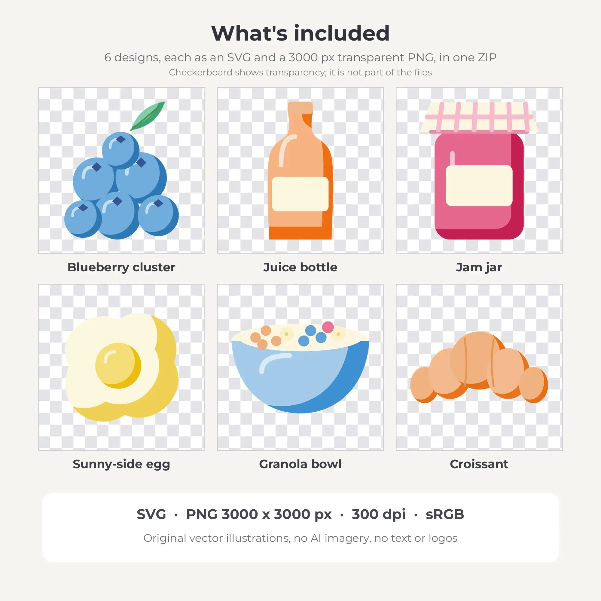 Pastel Nursery Brunch & Breakfast Clip Art Set - 6 Vector SVG PNG, preview 2 of 2