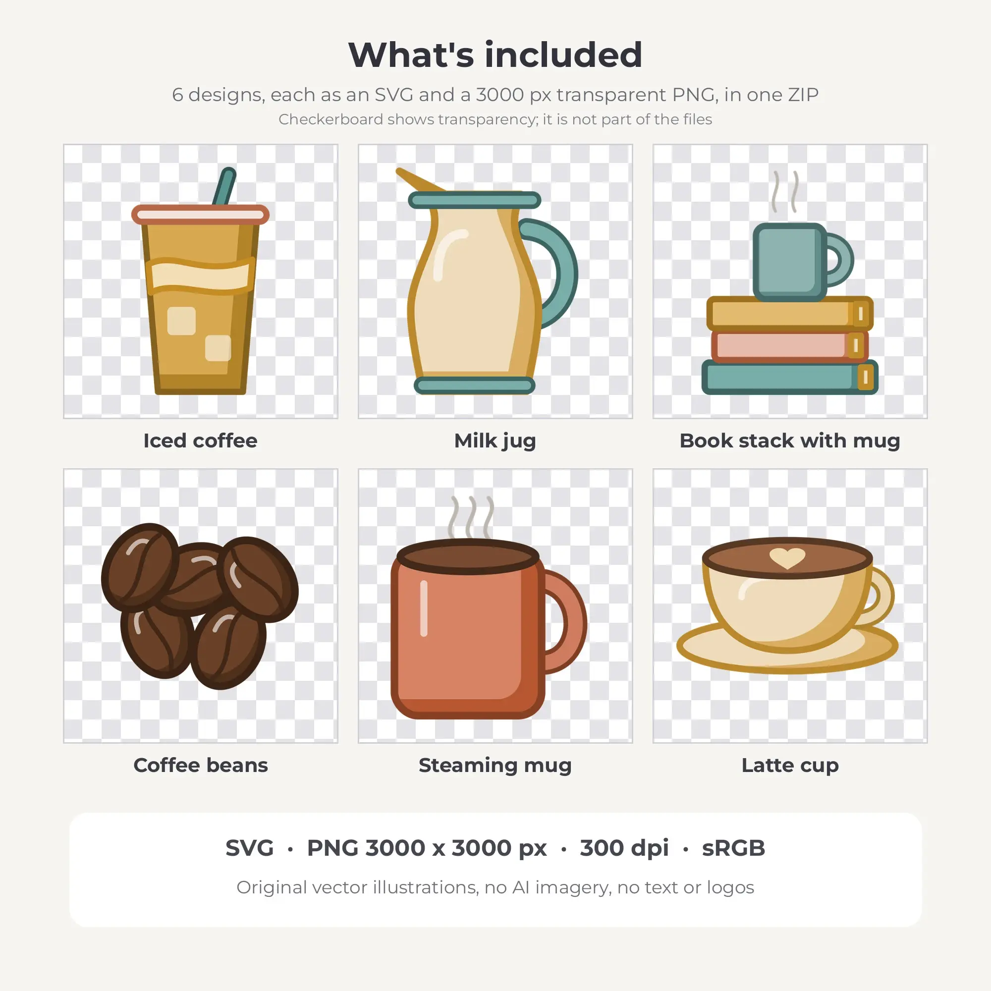 Coffee Shop Vector Clip Art in Boho Terracotta - 6 Designs, preview 2 of 2