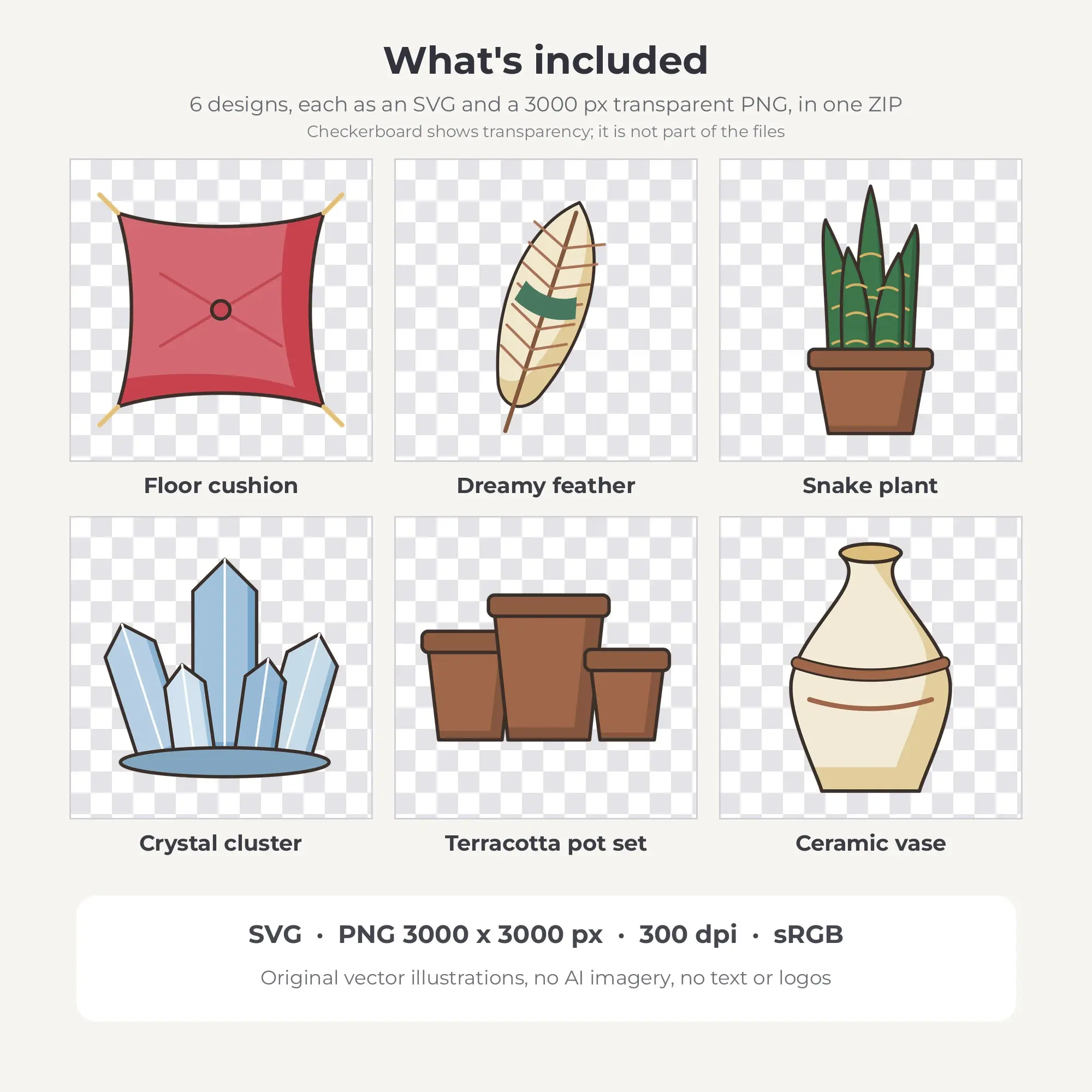 Nordic Winter Fine Ink Boho Home Decor Clipart - 6 Vector Files, preview 2 of 2