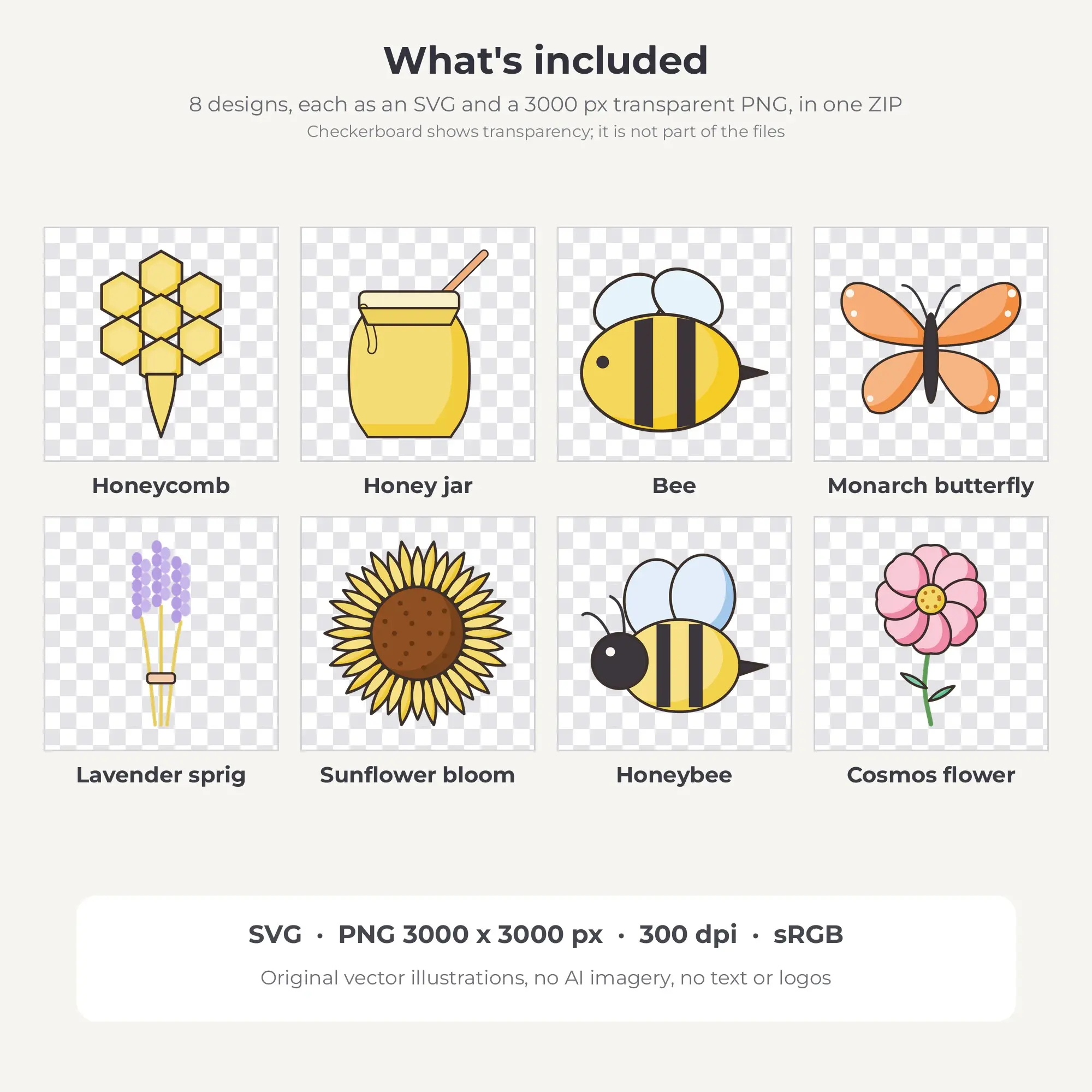 8 Fine Ink Bees & Garden Bugs Clipart Illustrations, SVG PNG, preview 2 of 2