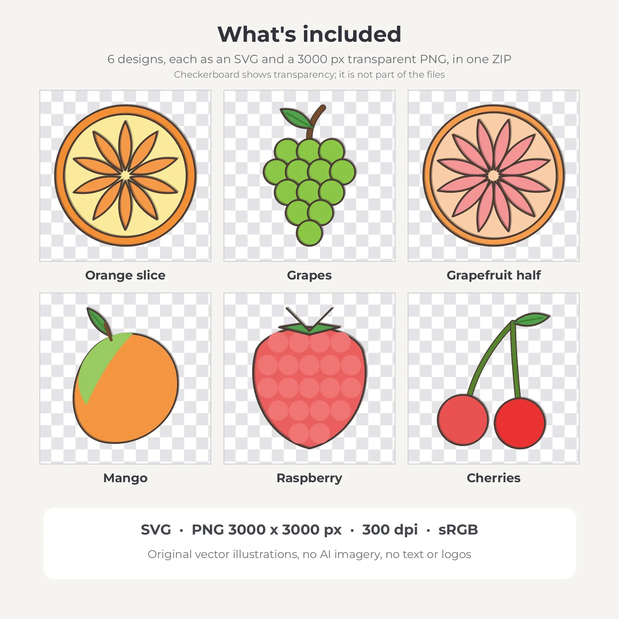 6 Doodle Line Fresh Fruit Market Clipart Illustrations, SVG PNG, preview 2 of 2