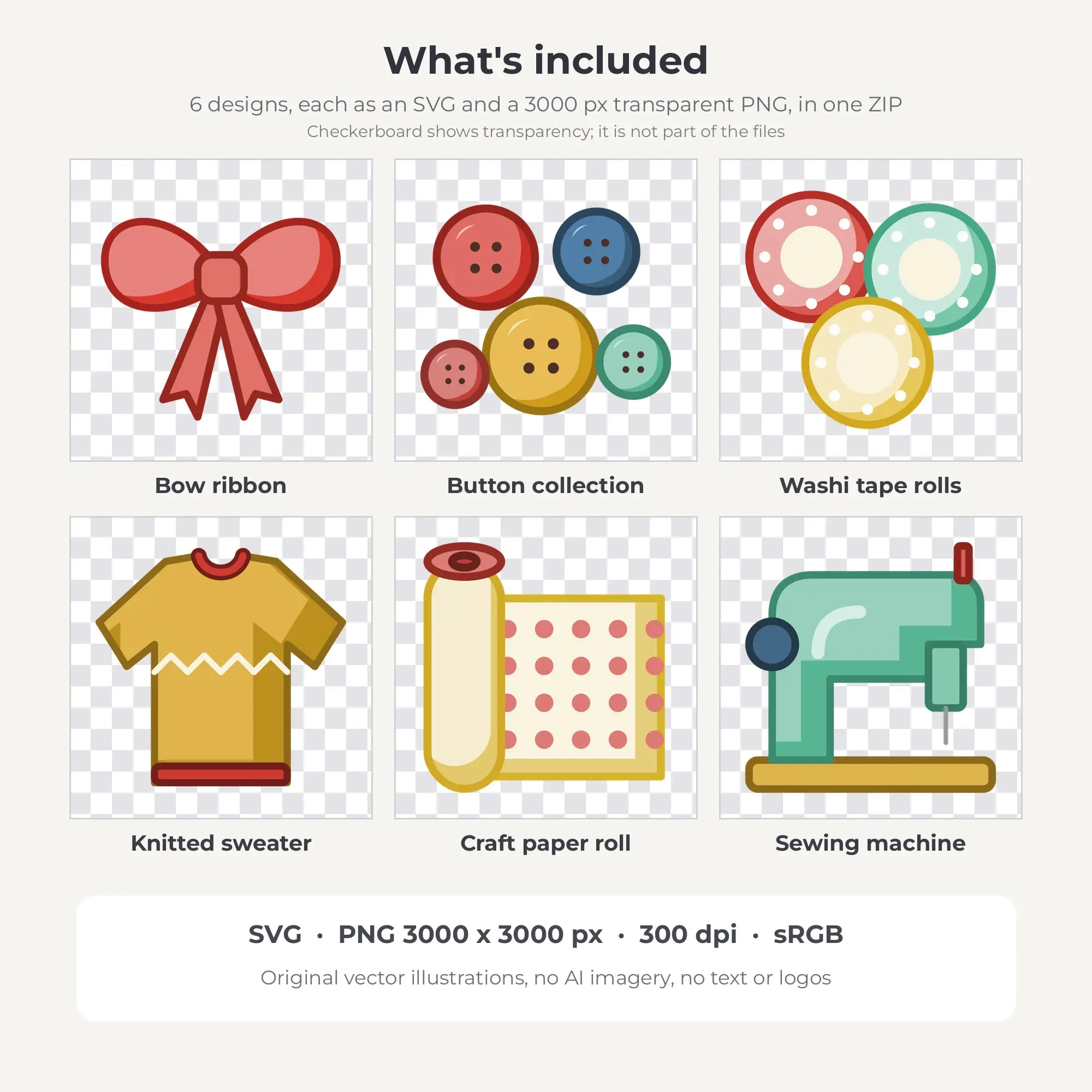 Sewing & Craft Room Vector Clip Art in Retro Diner - 6 Designs, preview 2 of 2