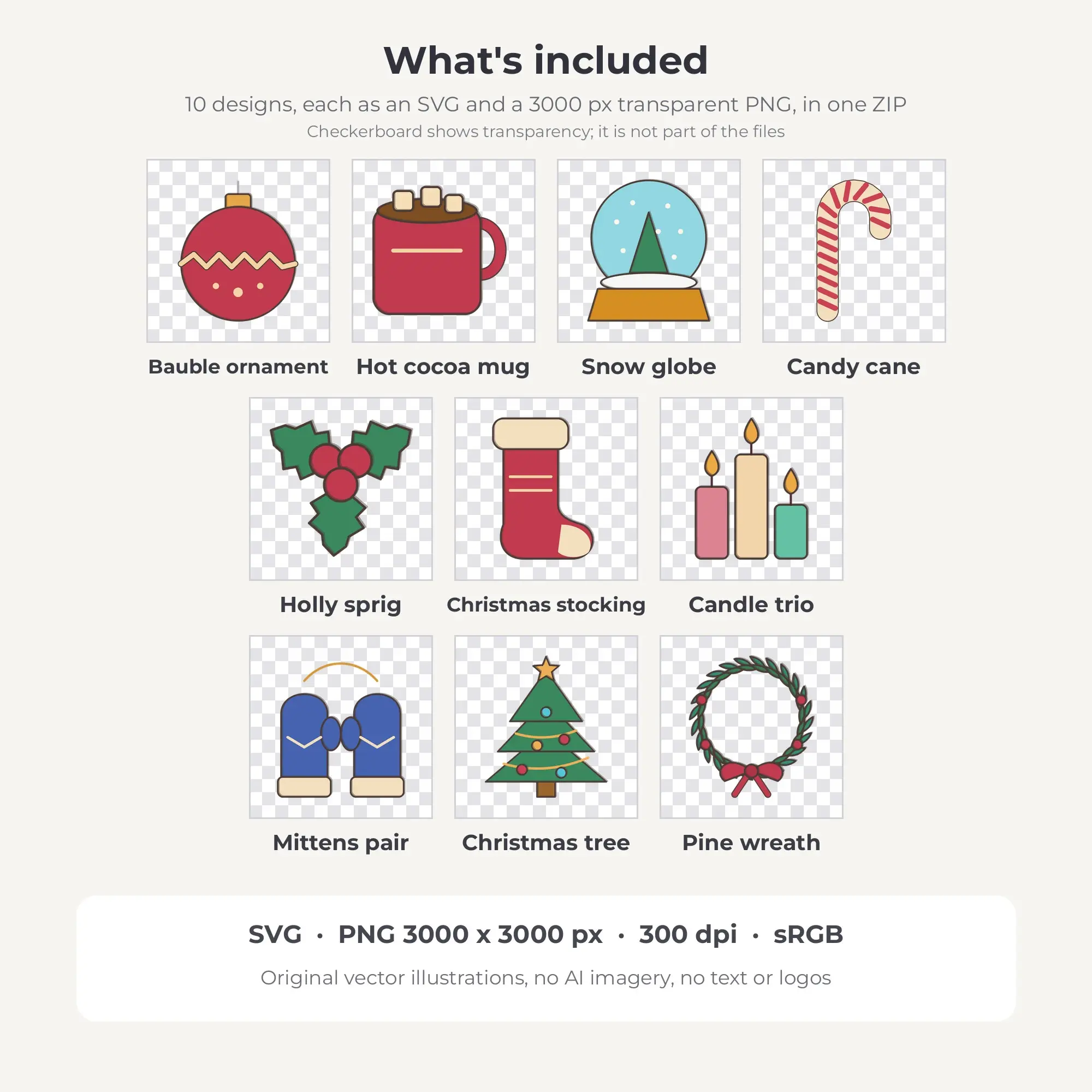 Christmas Holiday Vector Clip Art in Jewel Tone - 10 Designs, preview 2 of 2