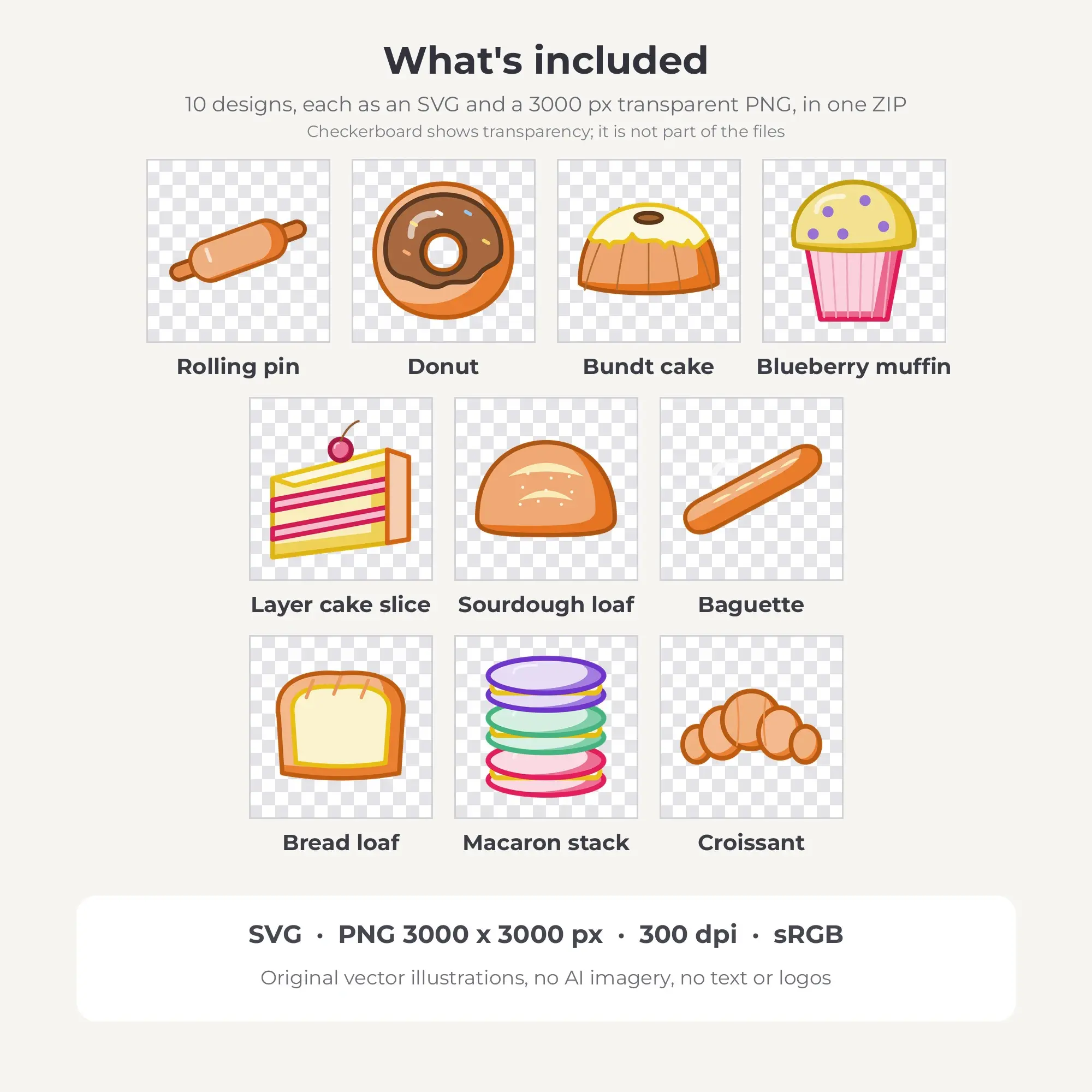 10 Chunky Outline Bakery & Pastries Clipart Illustrations, SVG PNG, preview 2 of 2