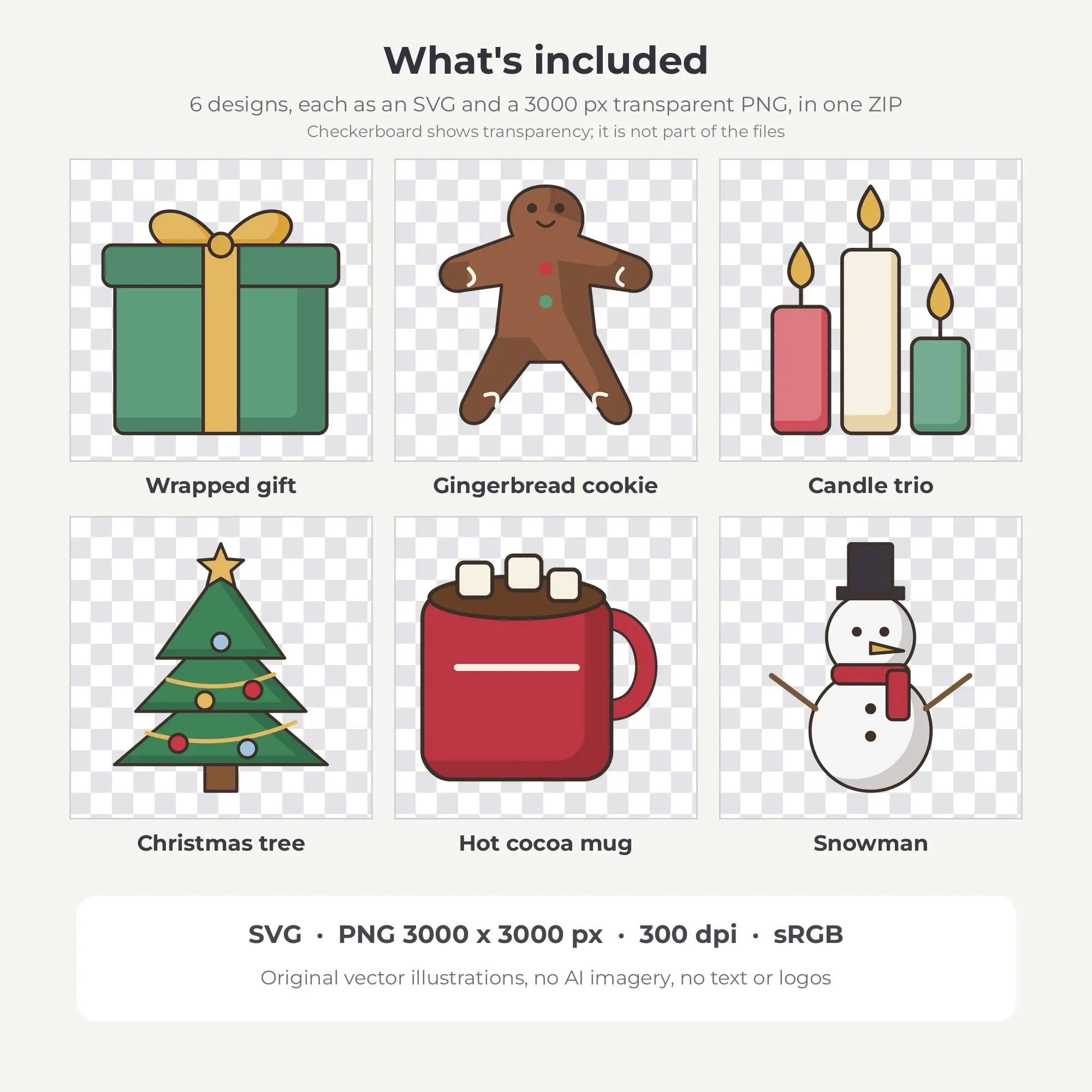 6 Fine Ink Christmas Holiday Clipart Illustrations, SVG PNG, preview 2 of 2