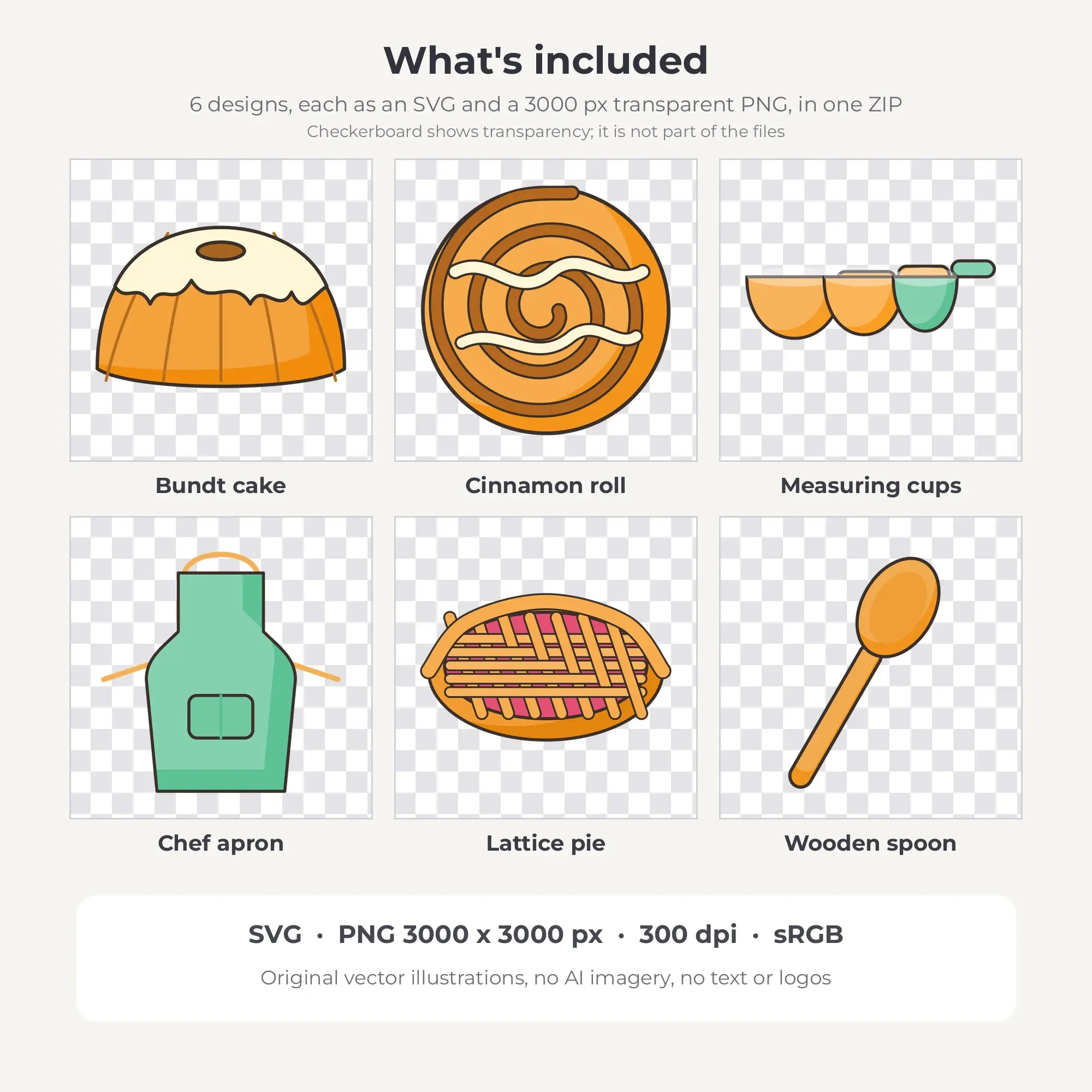 Fine Ink Baking Day Clipart Bundle, Summer Sorbet - 6 PNG SVG, preview 2 of 2