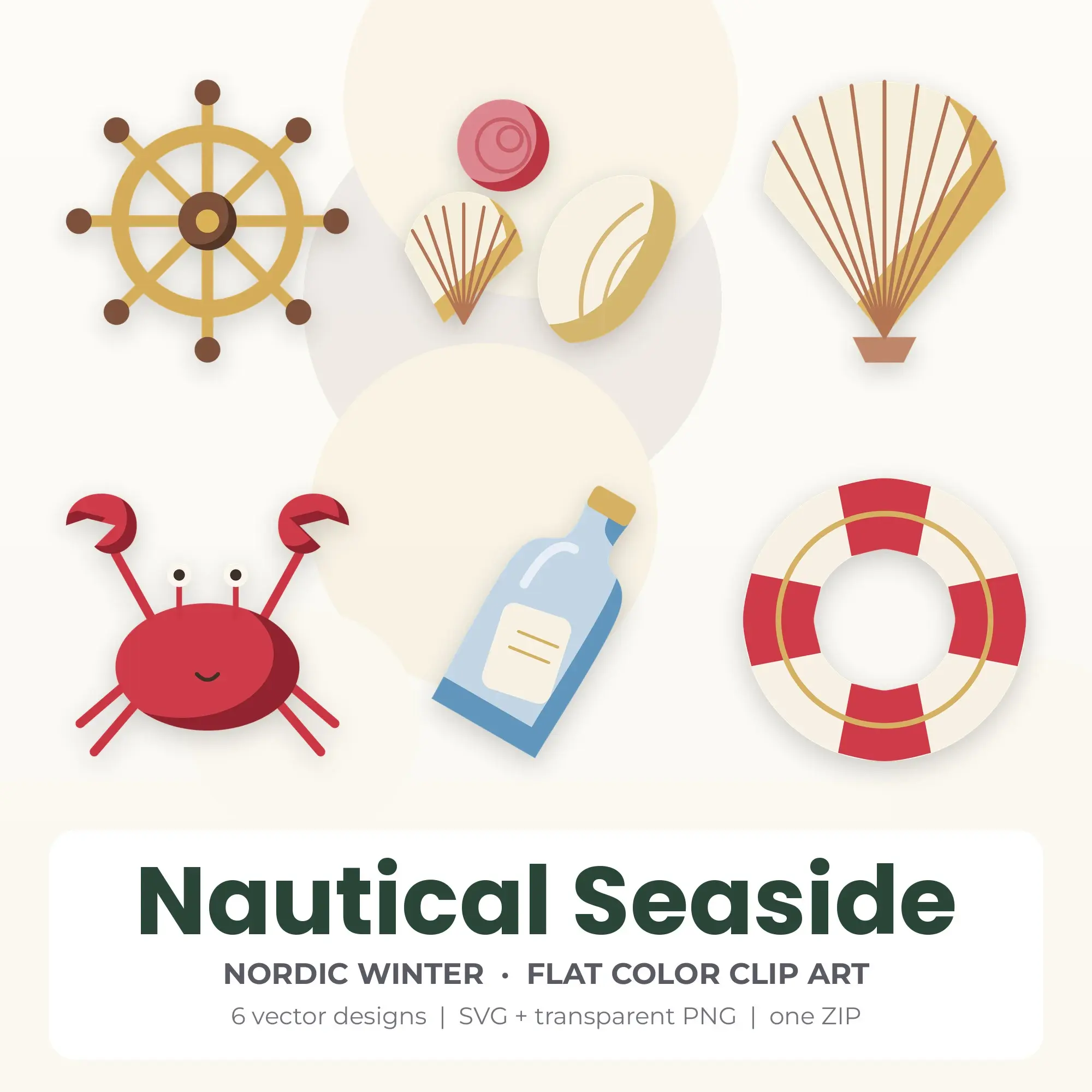 Nordic Winter Nautical Seaside Clip Art Set - 6 Vector SVG PNG preview