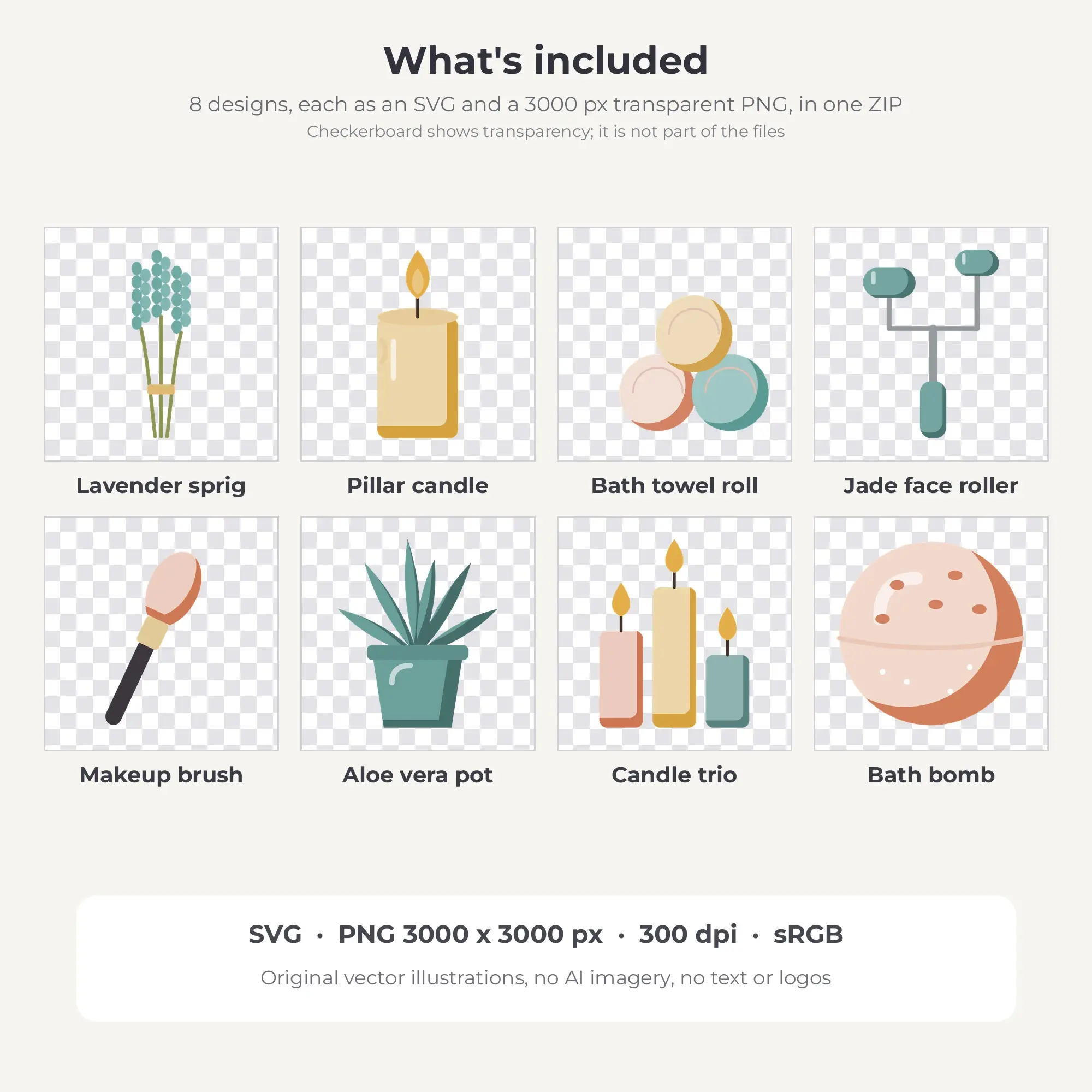 Self-Care Spa Day SVG Clipart Pack, Flat Color Style - 8 Designs, preview 2 of 2