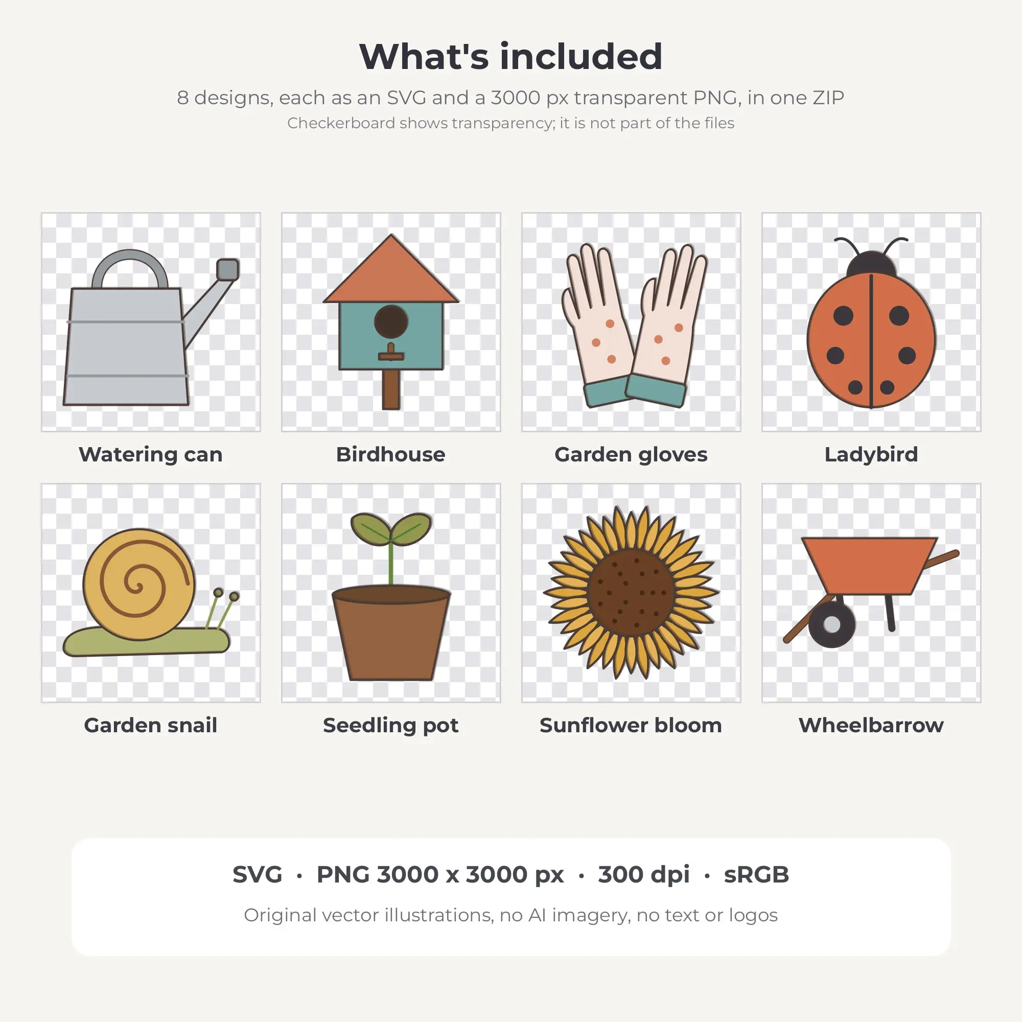 Gardening Days Clipart, Boho Terracotta Doodle Line - 8 SVG PNG, preview 2 of 2