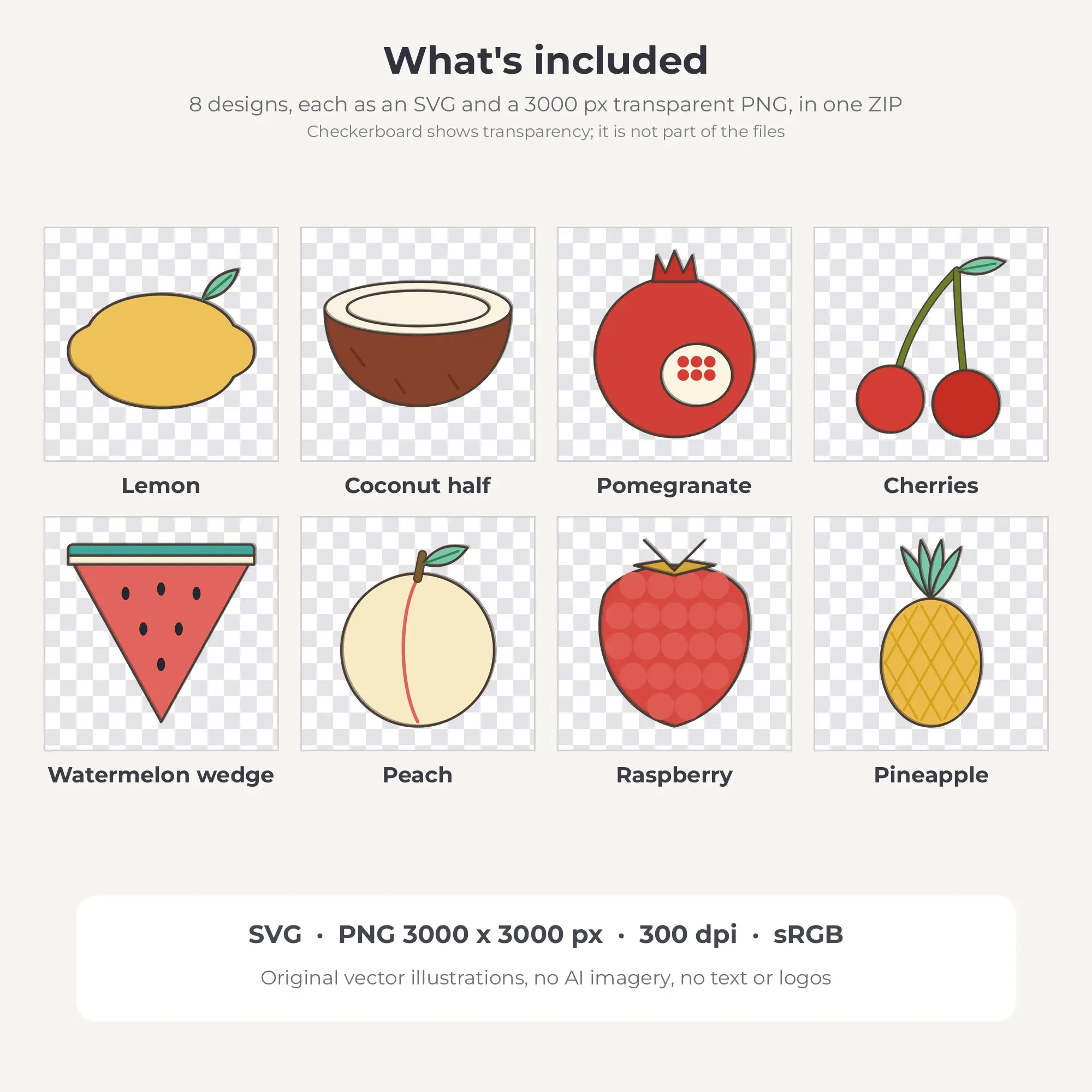 8 Doodle Line Fresh Fruit Market Clipart Illustrations, SVG PNG, preview 2 of 2