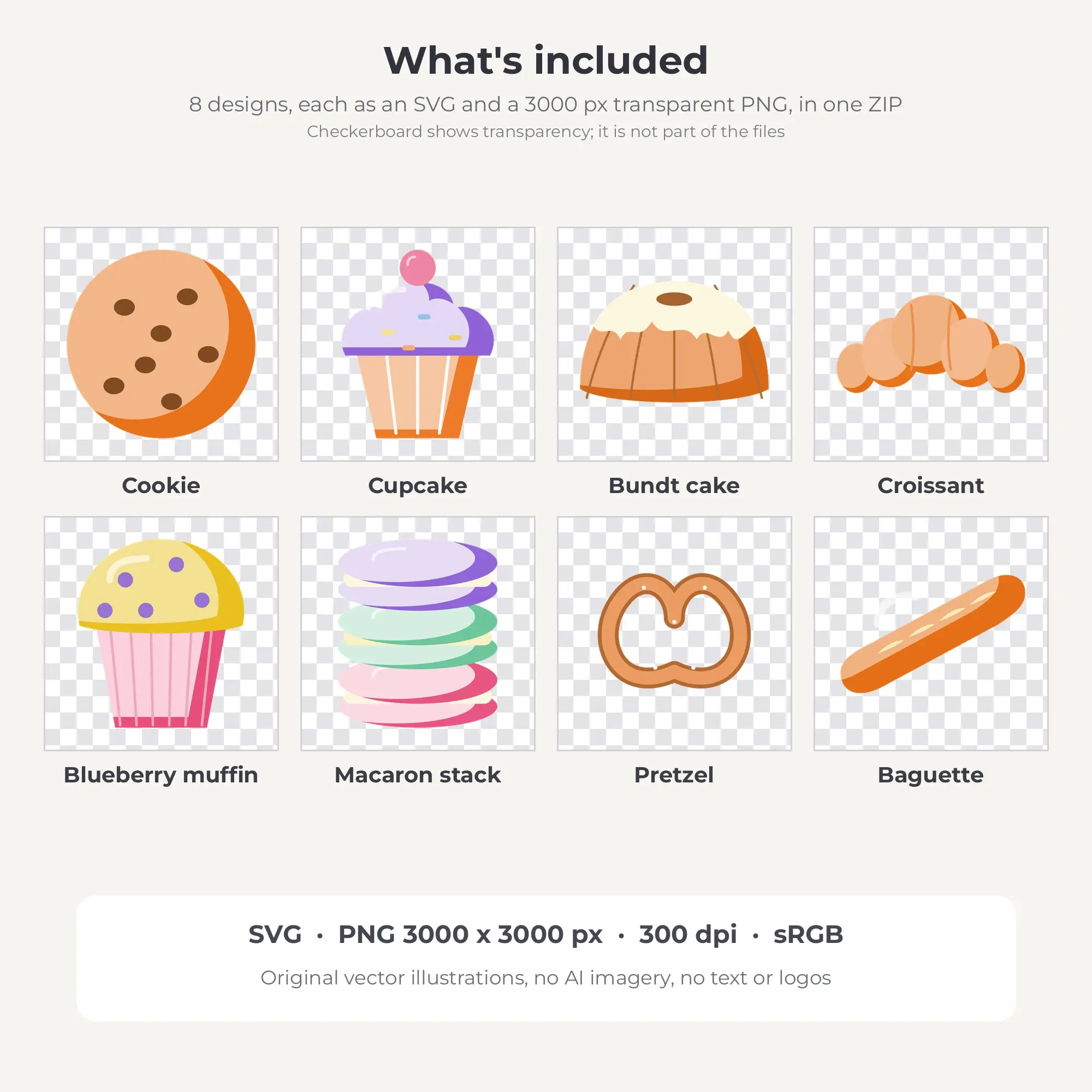 Pastel Nursery Bakery & Pastries Clip Art Set - 8 Vector SVG PNG, preview 2 of 2