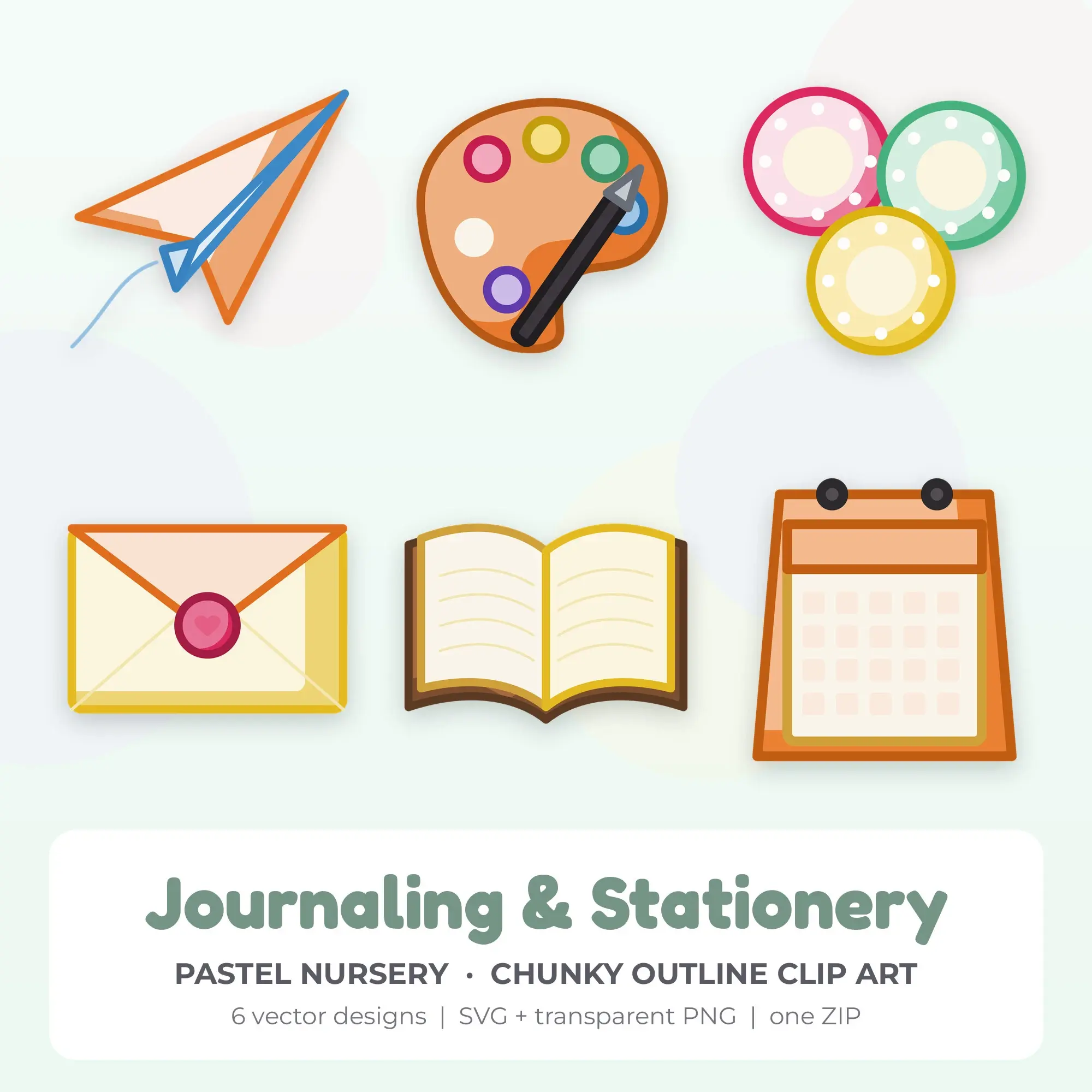 Pastel Nursery Journaling & Stationery Clip Art Set - 6 Vector SVG PNG preview