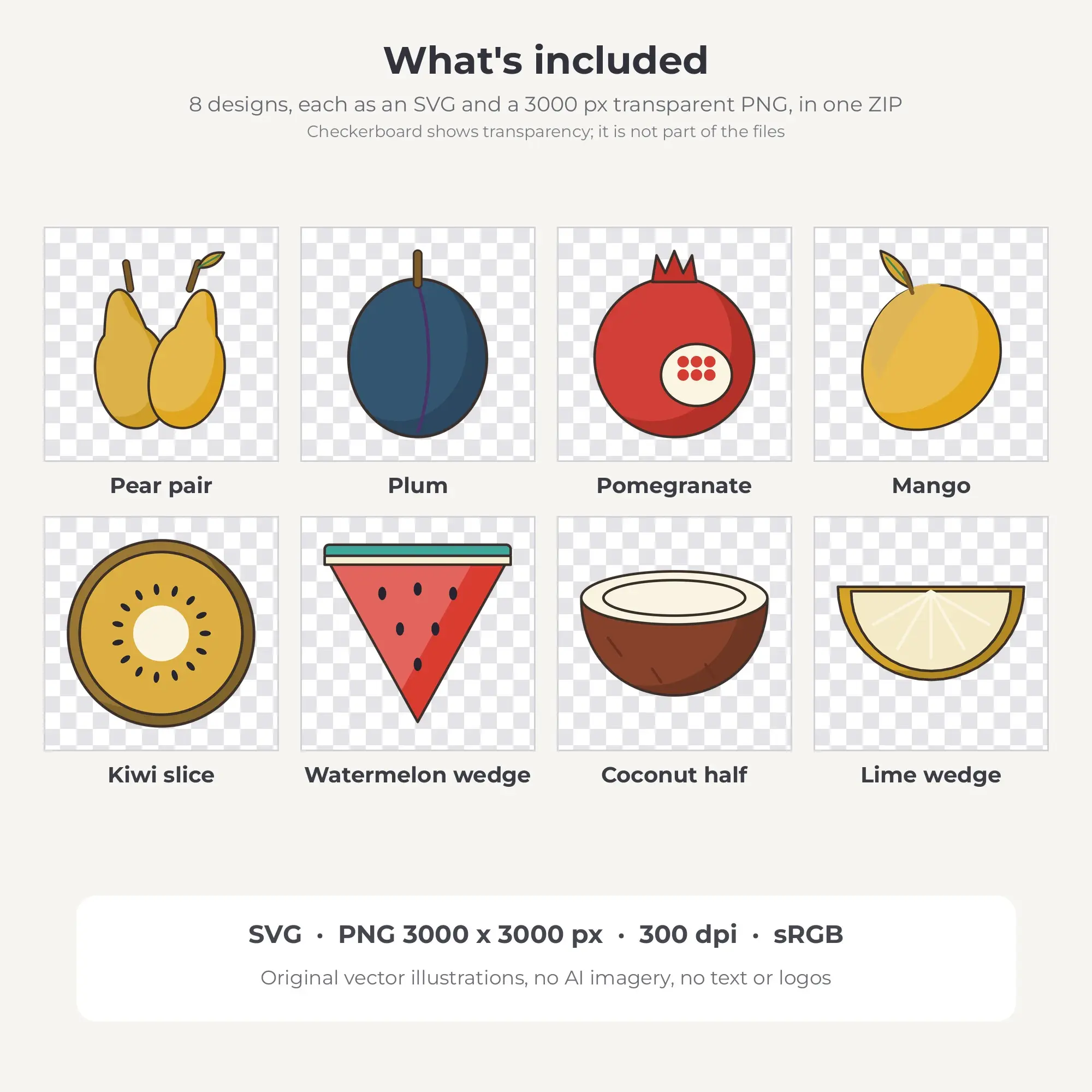 Fine Ink Fresh Fruit Market Clipart Bundle, Retro Diner - 8 PNG SVG, preview 2 of 2