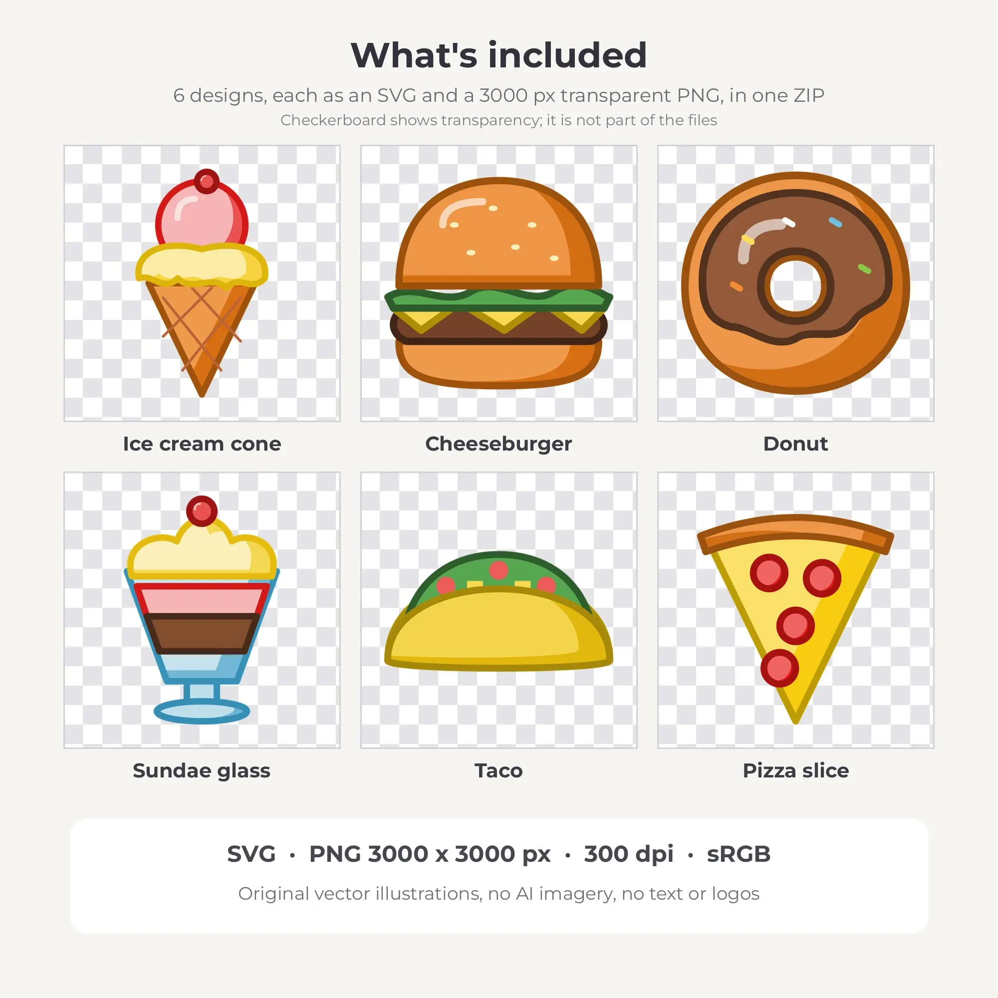 Citrus Grove Chunky Outline Retro Diner Food Clipart - 6 Vector Files, preview 2 of 2