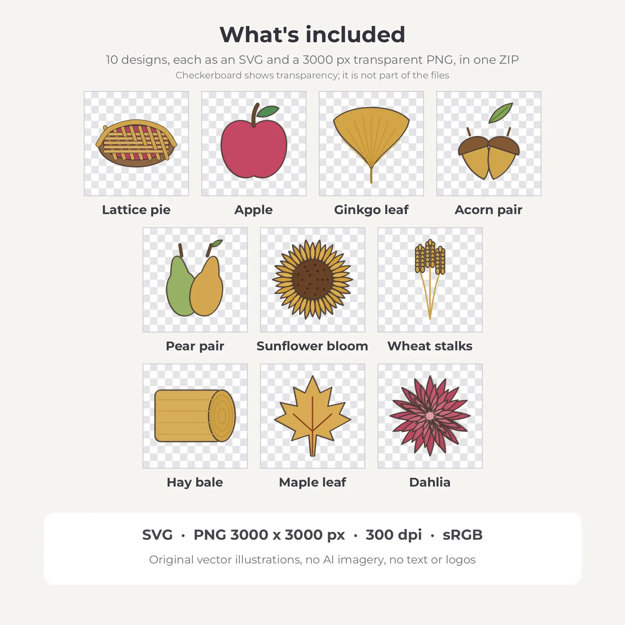 Autumn Harvest Vector Clip Art in Deep Botanical - 10 Designs, preview 2 of 2