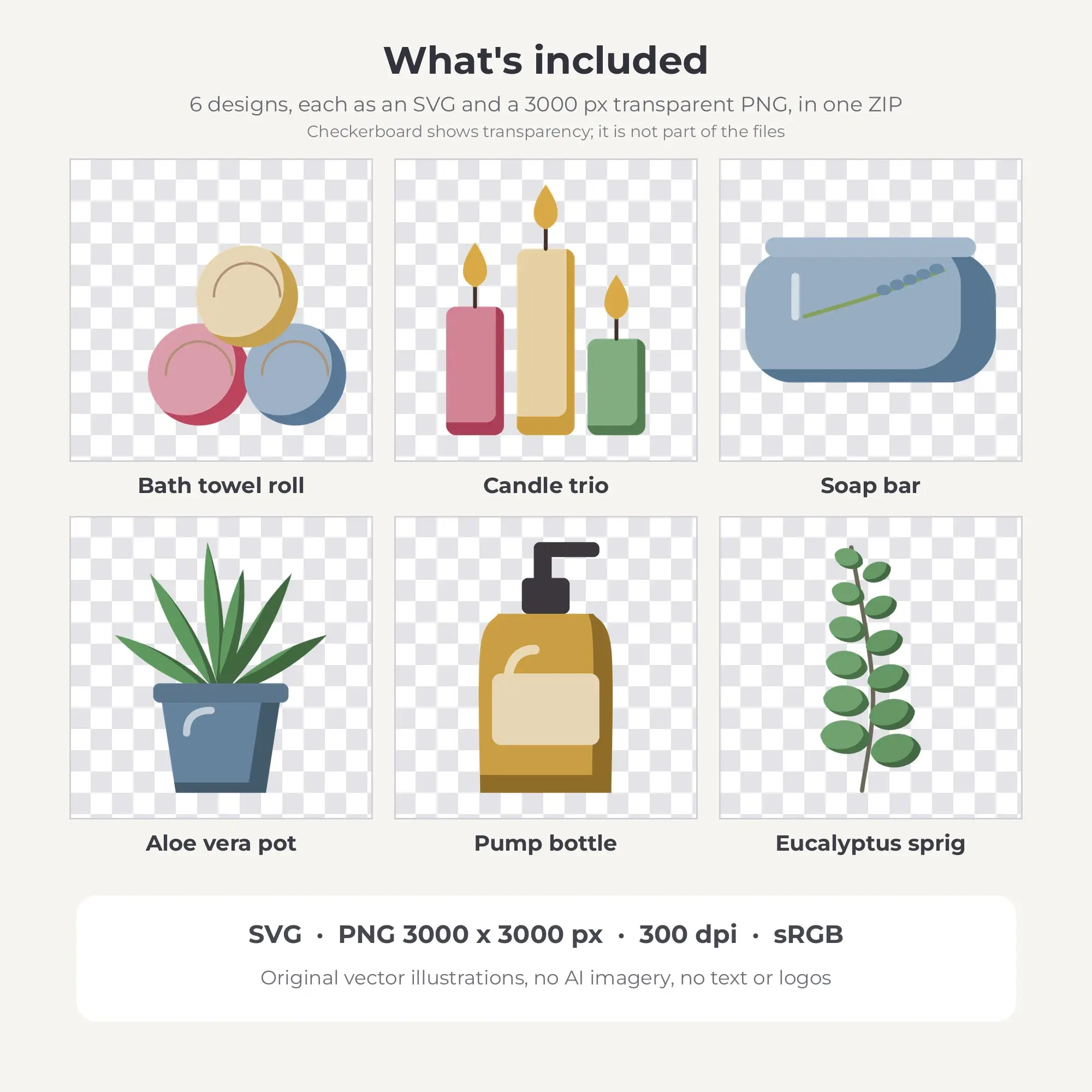 Self-Care Spa Day Vector Clip Art in Deep Botanical - 6 Designs, preview 2 of 2