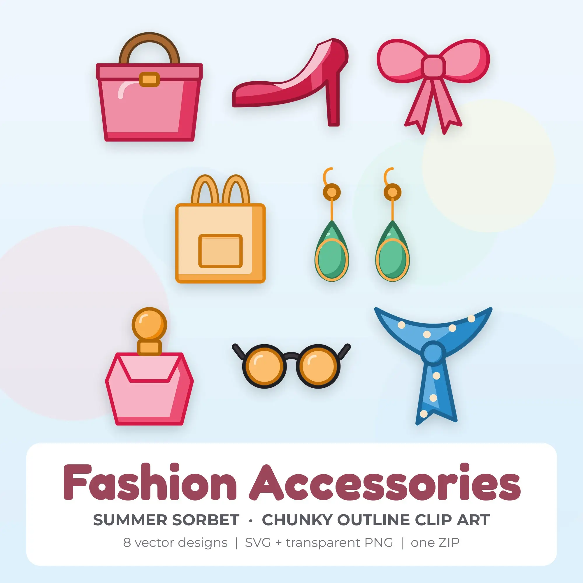 8 Chunky Outline Fashion Accessories Clipart Illustrations, SVG PNG preview