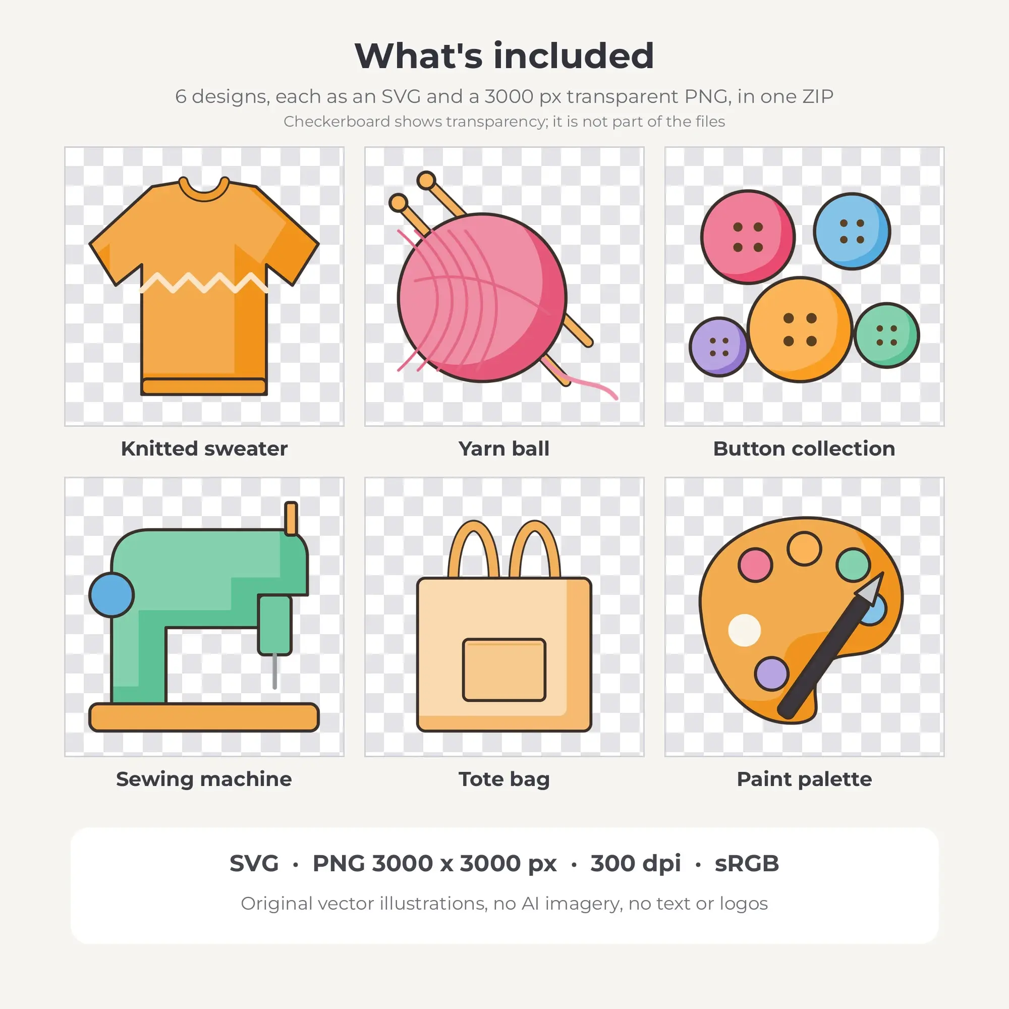 Sewing & Craft Room Vector Clip Art in Summer Sorbet - 6 Designs, preview 2 of 2