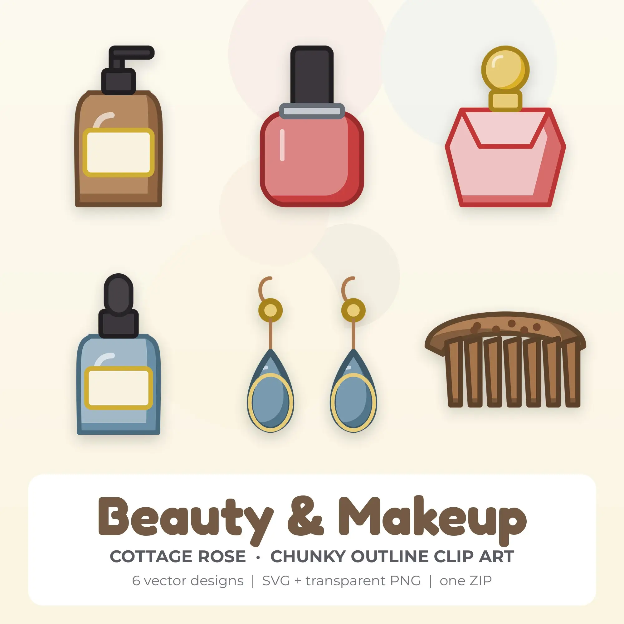 6 Chunky Outline Beauty & Makeup Clipart Illustrations, SVG PNG preview