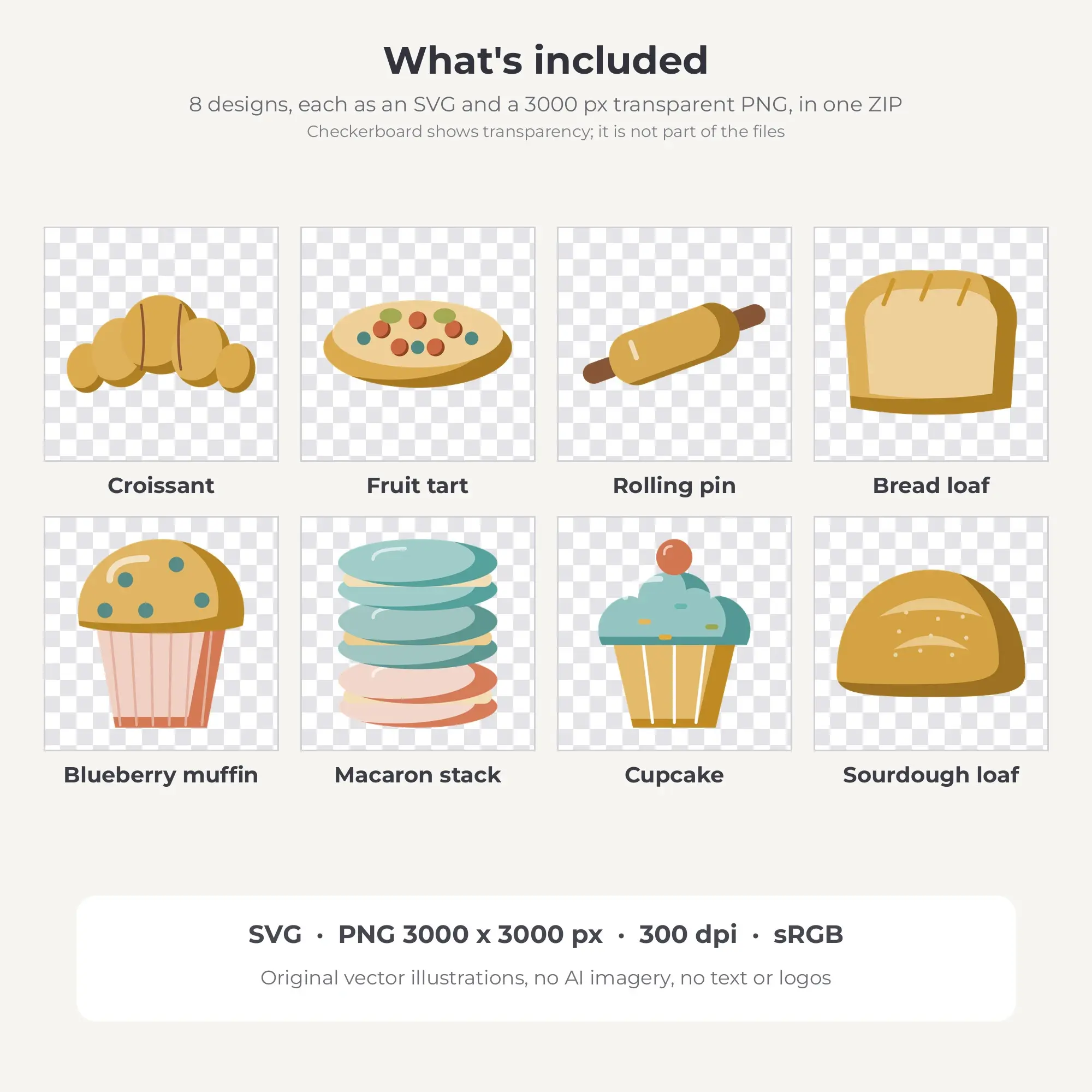 Bakery & Pastries Clipart, Boho Terracotta Flat Color - 8 SVG PNG, preview 2 of 2